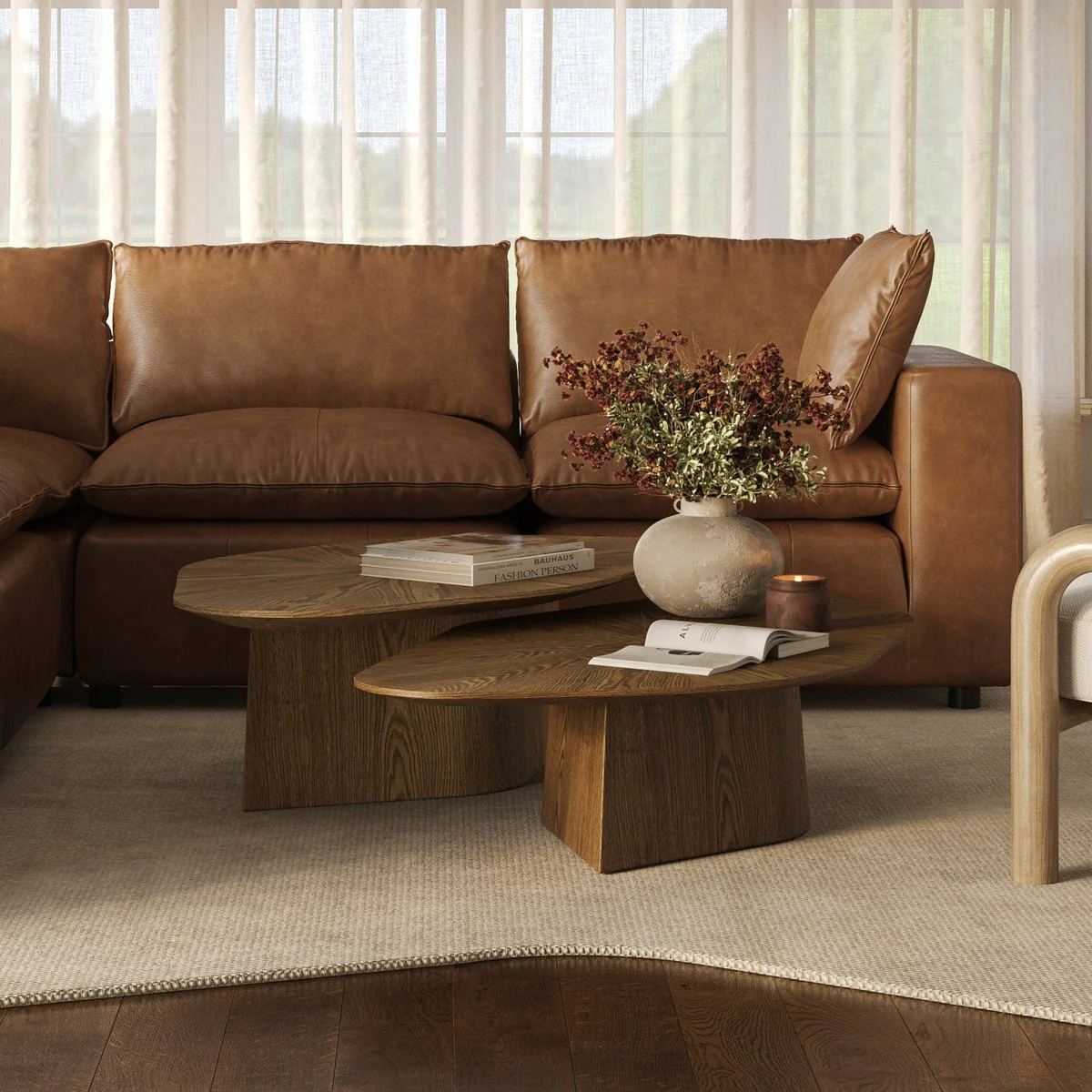 Roche Brown Ash Geometric Coffee Table - Image 2