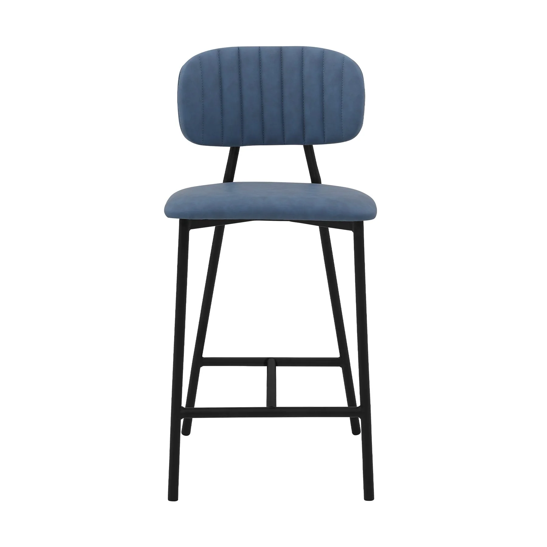 Rococo 26" Blue Faux Leather and Metal Counter Height Bar Stool - Image 2