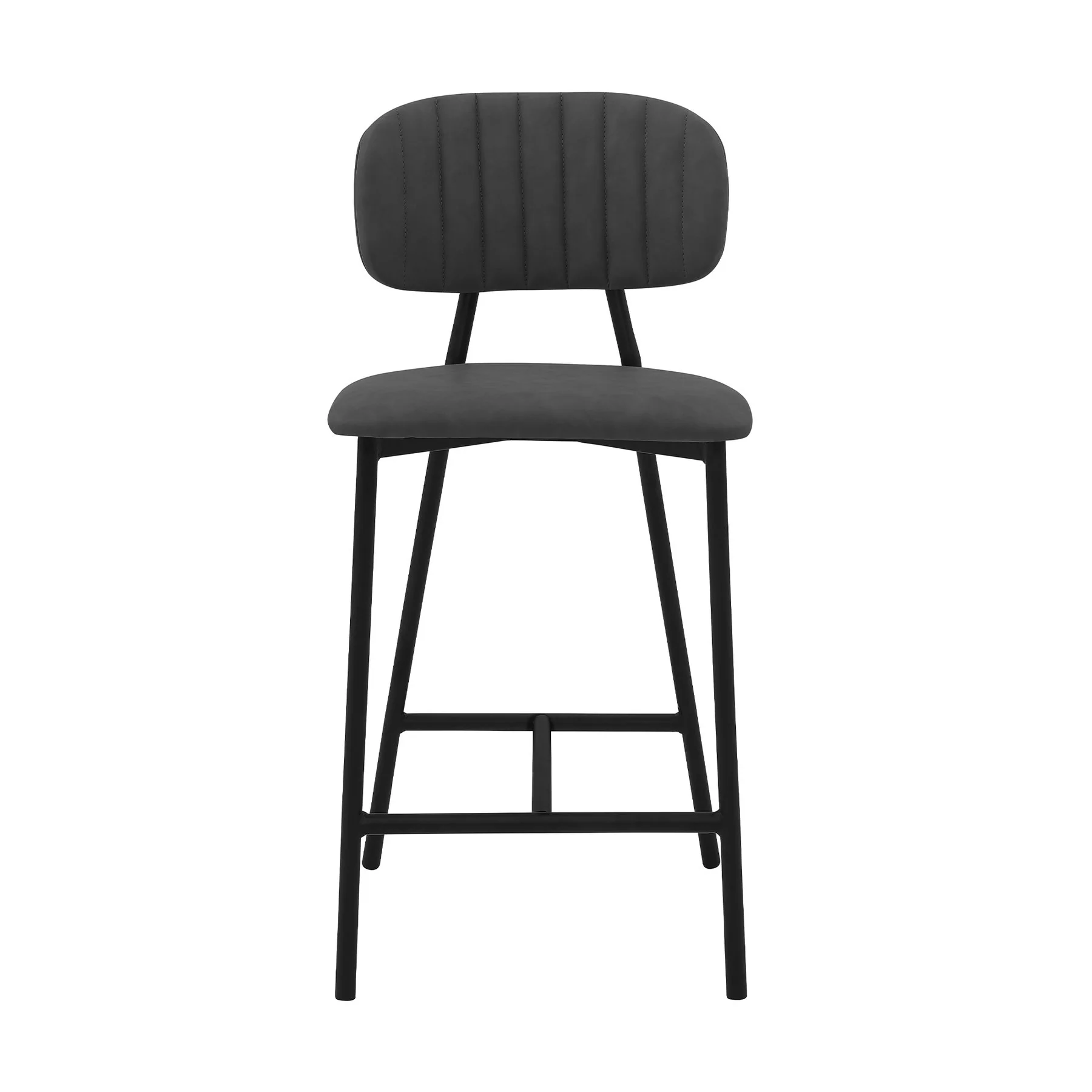 Rococo 26" Gray Faux Leather and Metal Counter Height Bar Stool - Image 2
