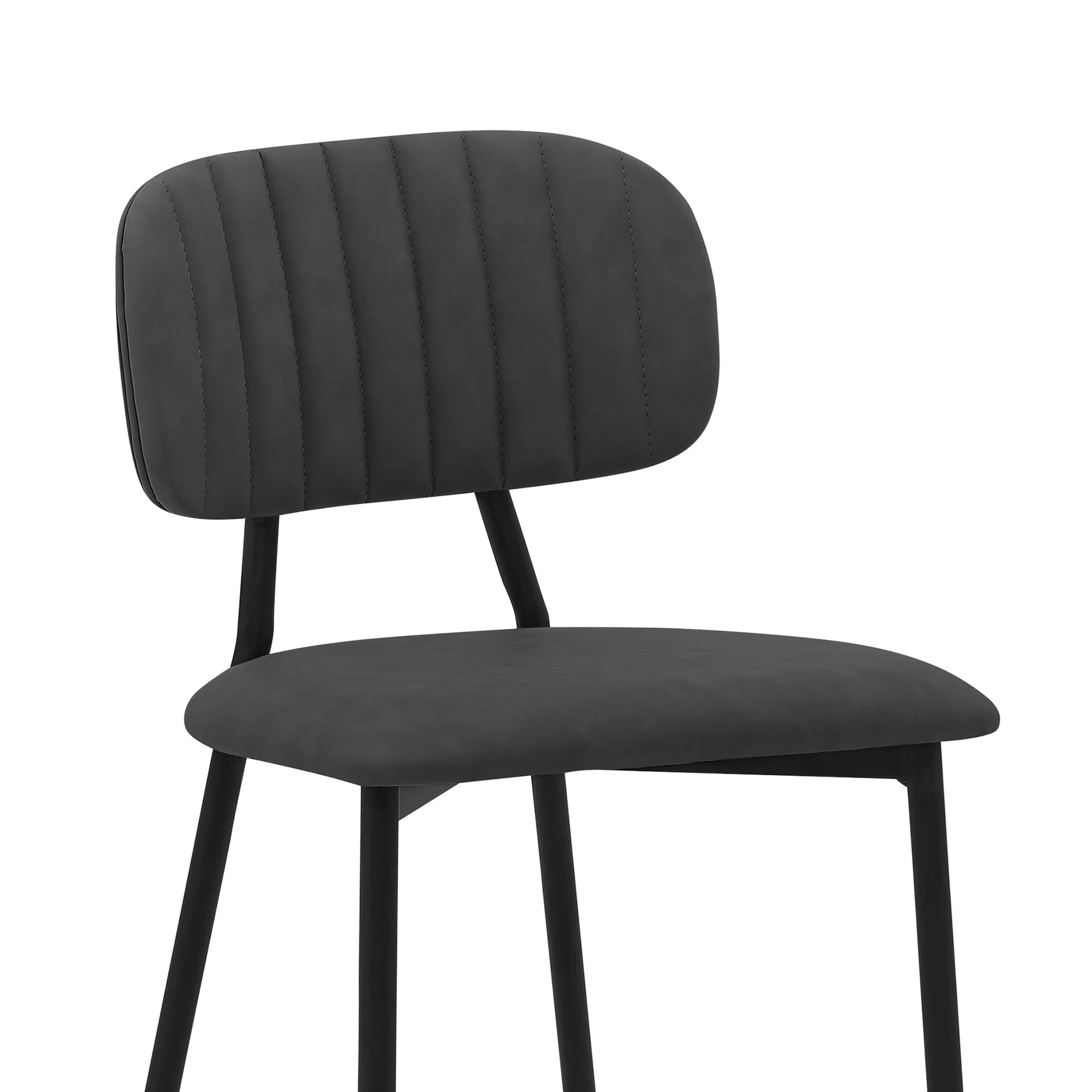 Rococo 26" Gray Faux Leather and Metal Counter Height Bar Stool - Image 4
