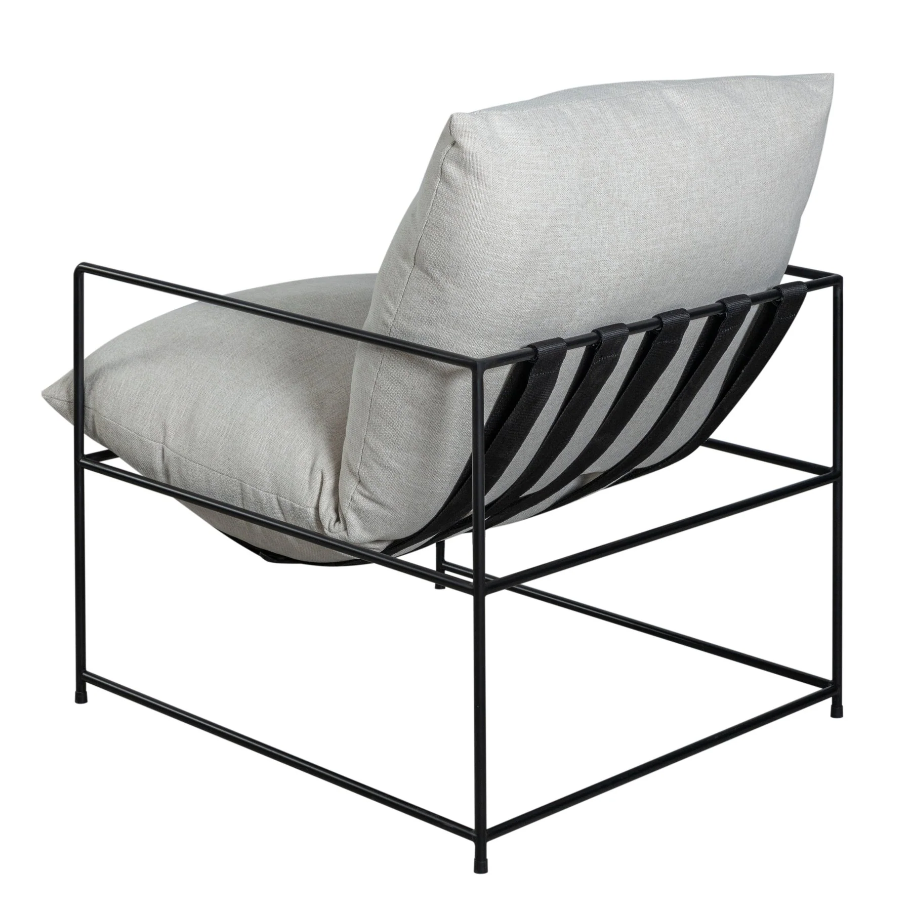 Rogan Accent Chair in Soft Oat Fabric with Black Metal Finish - Image 3