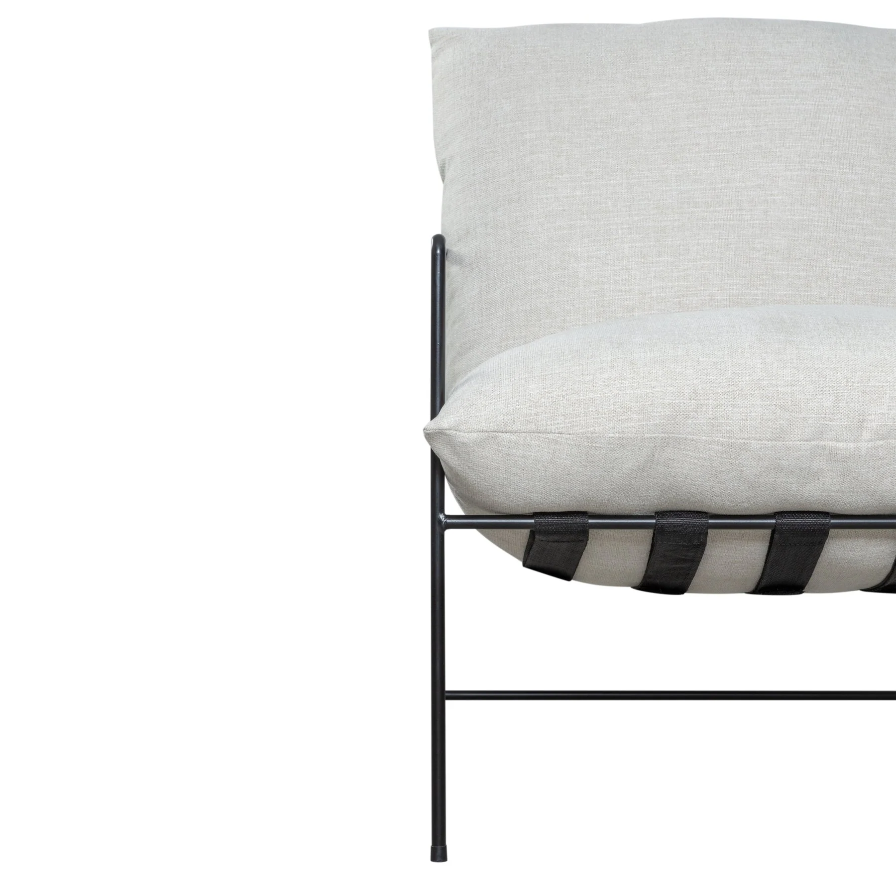 Rogan Accent Chair in Soft Oat Fabric with Black Metal Finish - Image 4