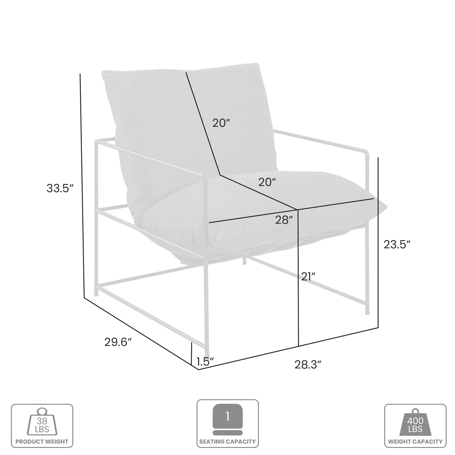 Rogan Accent Chair in Soft Oat Fabric with Black Metal Finish - Image 8