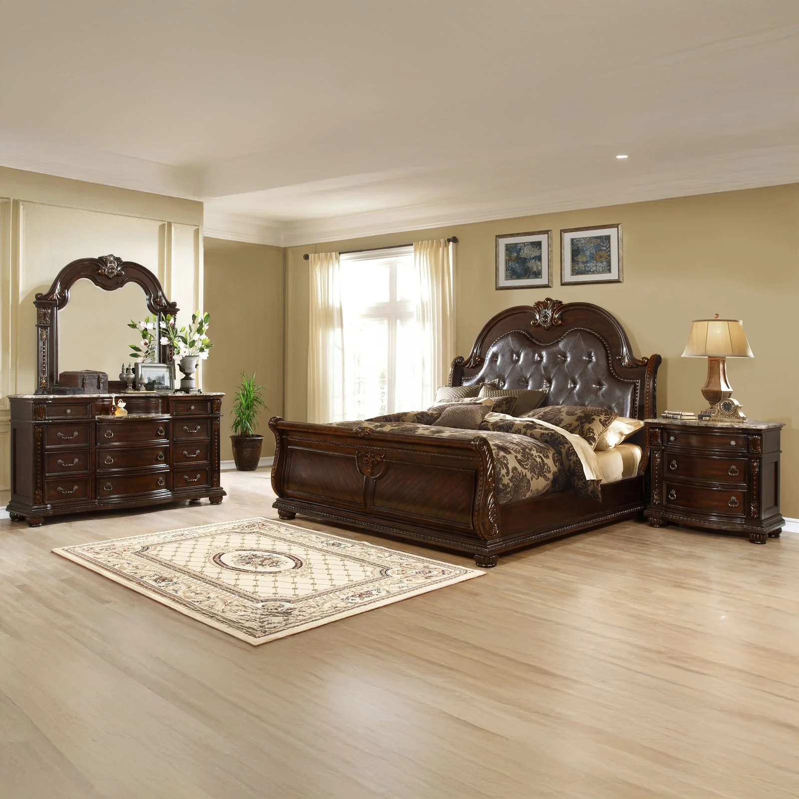 Roma 4 Pc Queen Bed Dark Walnut - Image 19