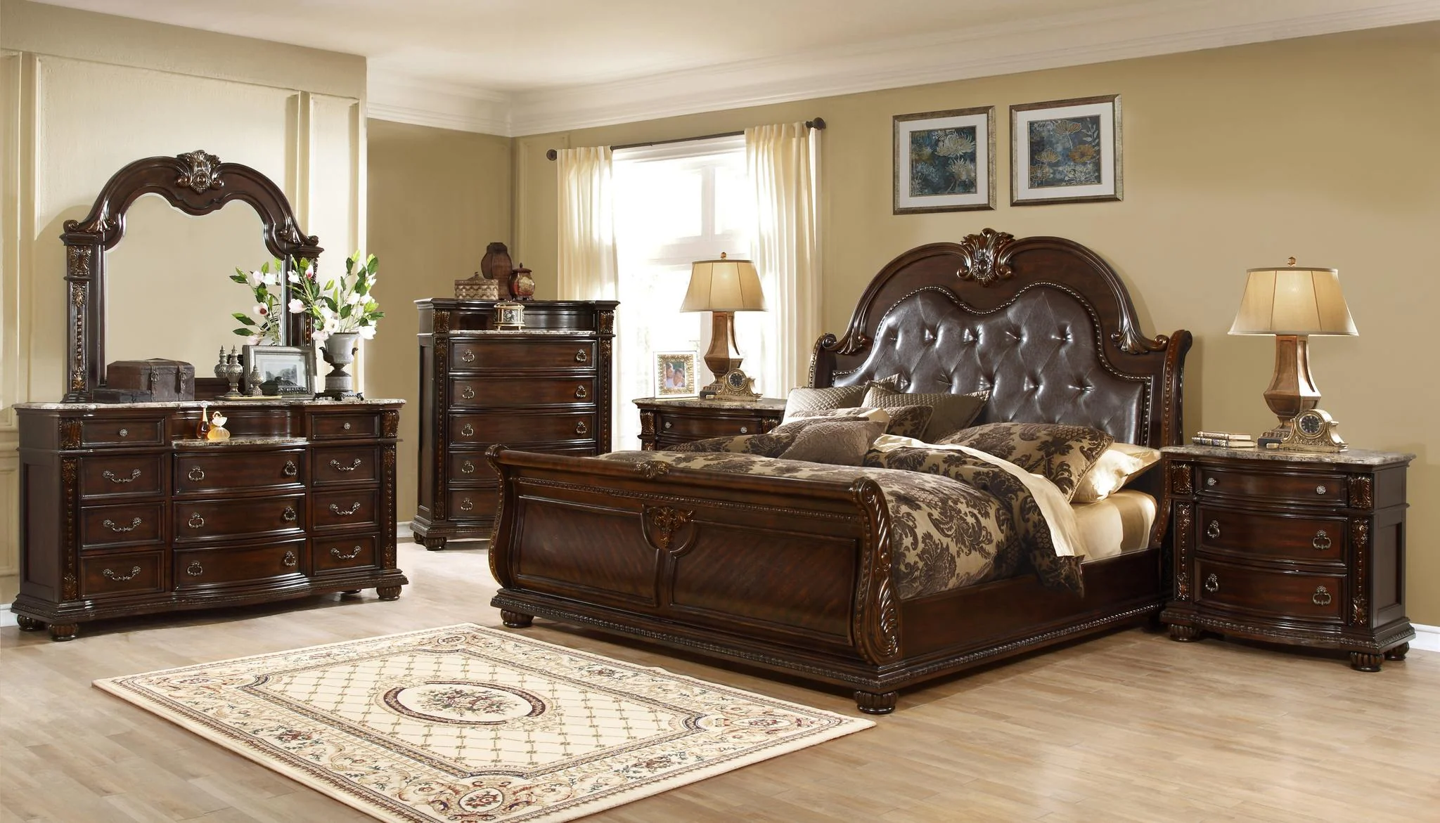 Roma 5 Pc King Bed Dark Walnut - Image 2