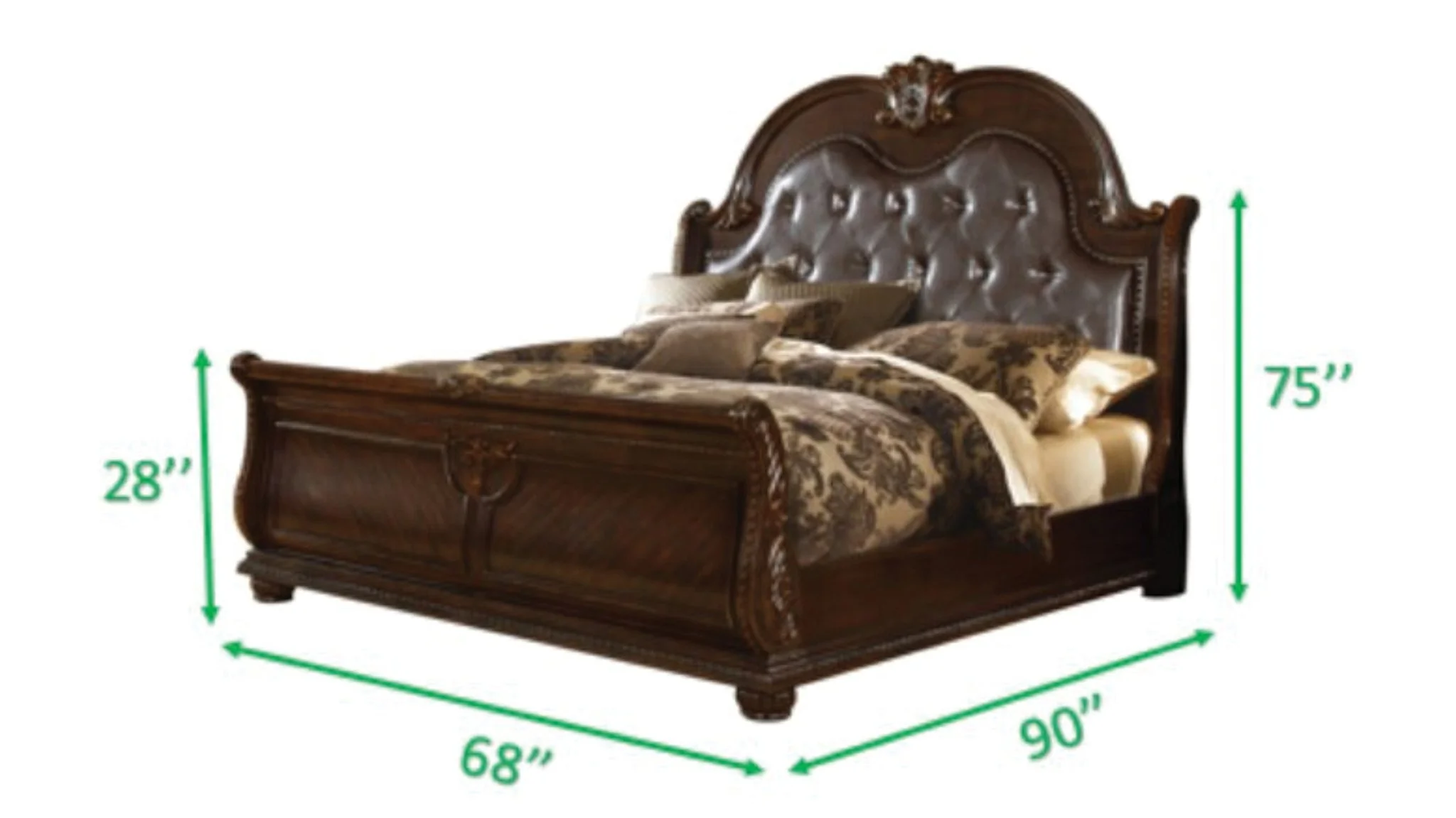 Roma 5 Pc Queen Bed Dark Walnut - Image 3
