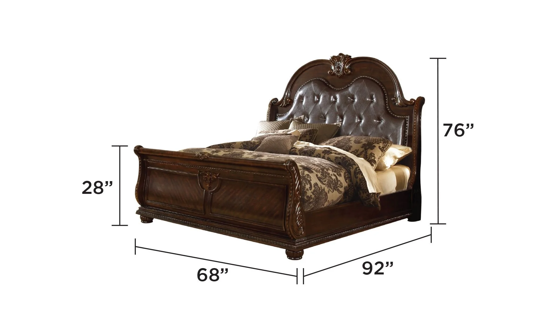 Roma Queen Bed Dark Walnut - Image 5