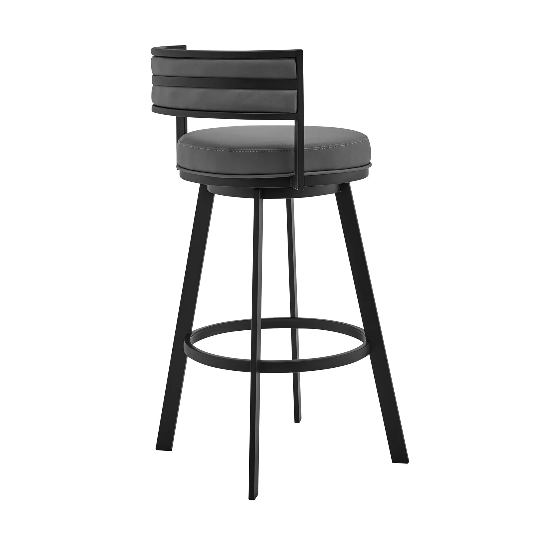 Roman 30" Gray Faux Leather and Black Metal Swivel Bar Stool - Image 3