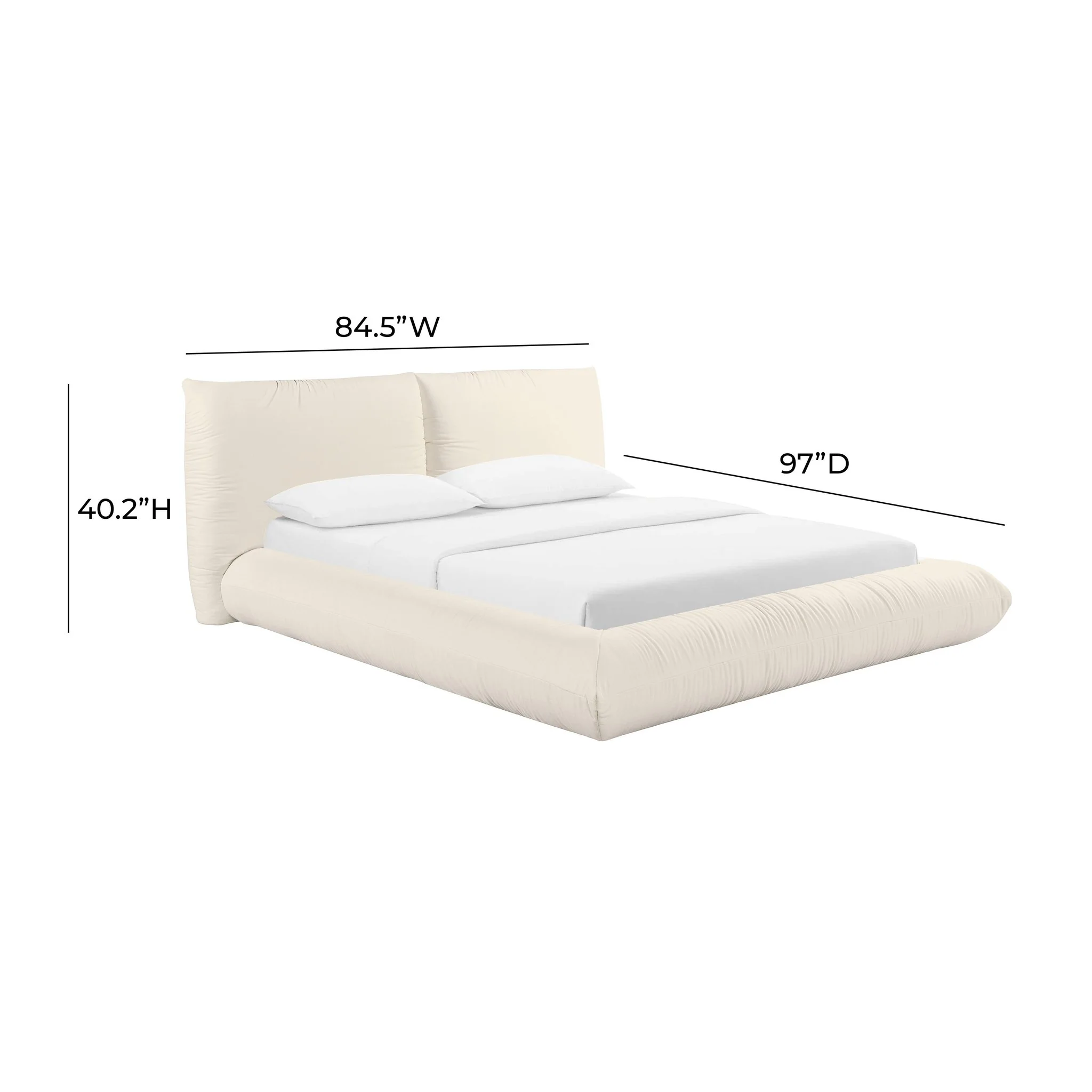 Romp Cream 100% Recycled Linen Queen Bed - Image 5