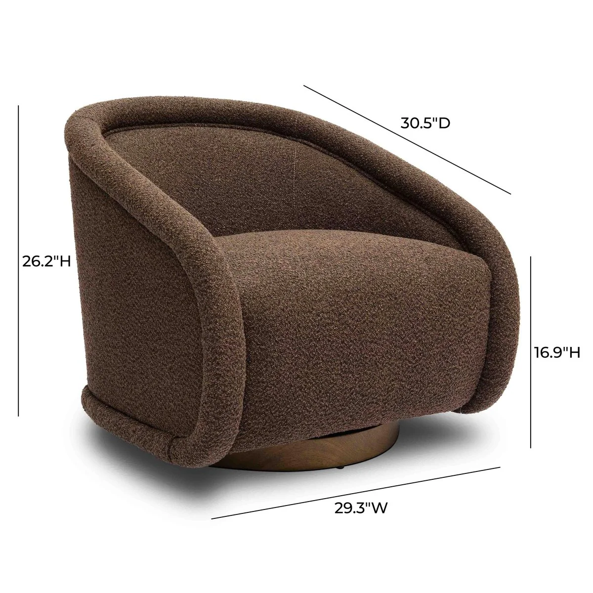 Rory Chocolate Brown Boucle Swivel Chair - Image 6