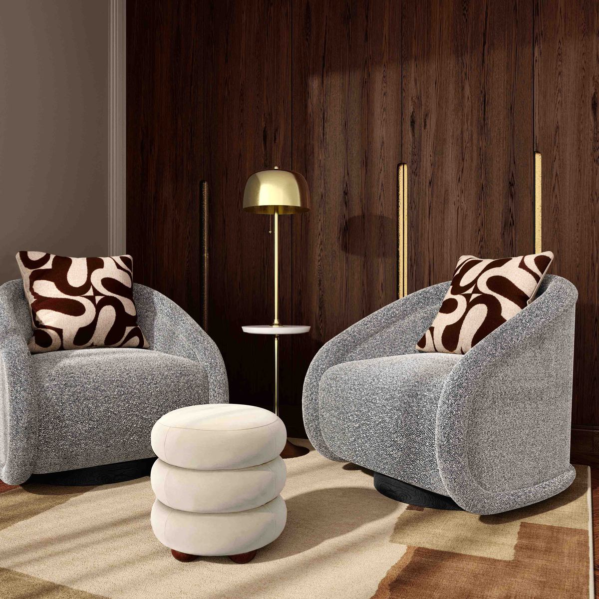 Rory Grey Boucle Swivel Chair - Image 2