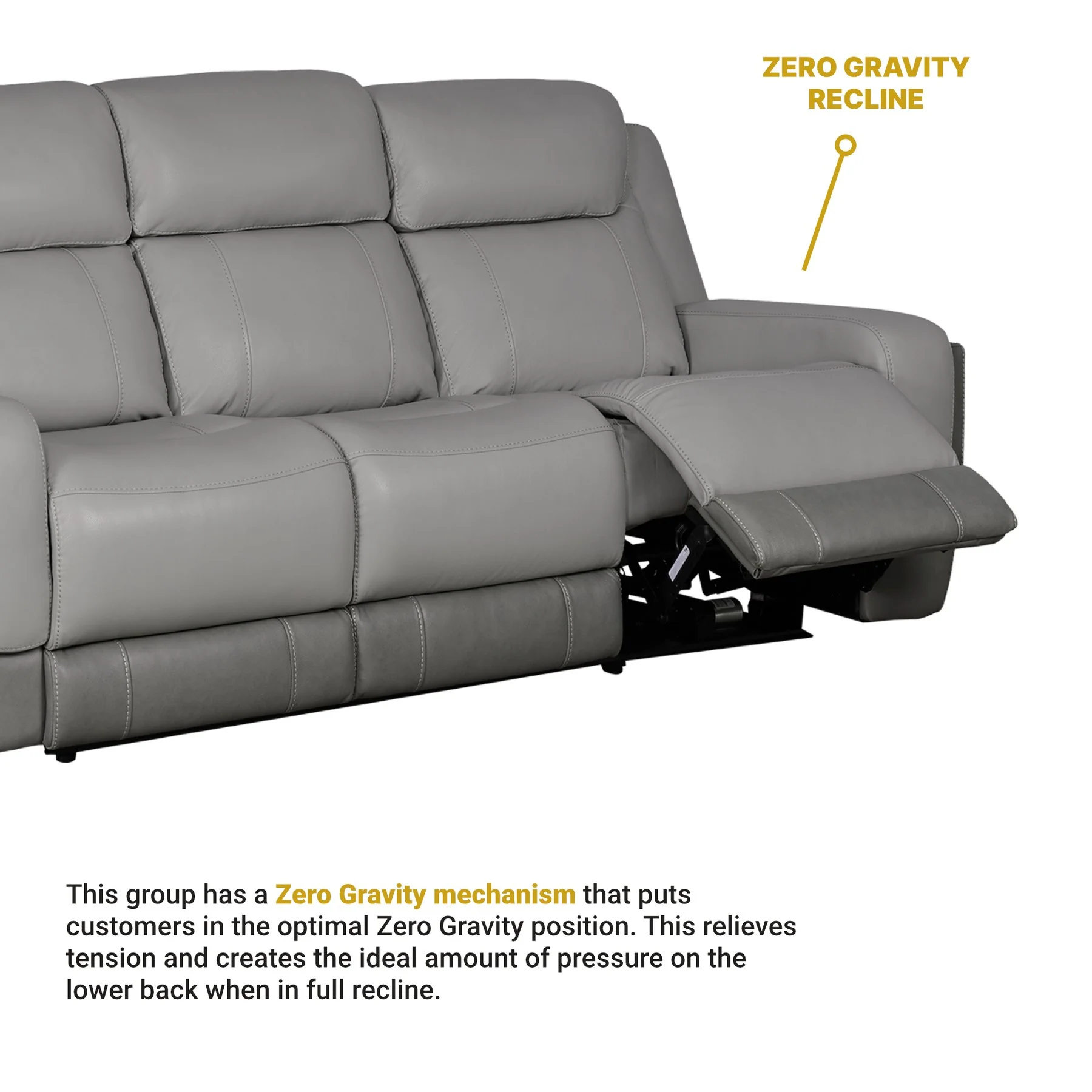 Rosalyn 87" Zero Gravity Power Reclining Sofa with Dropdown Console in Silver and Gray Leather - Image 13