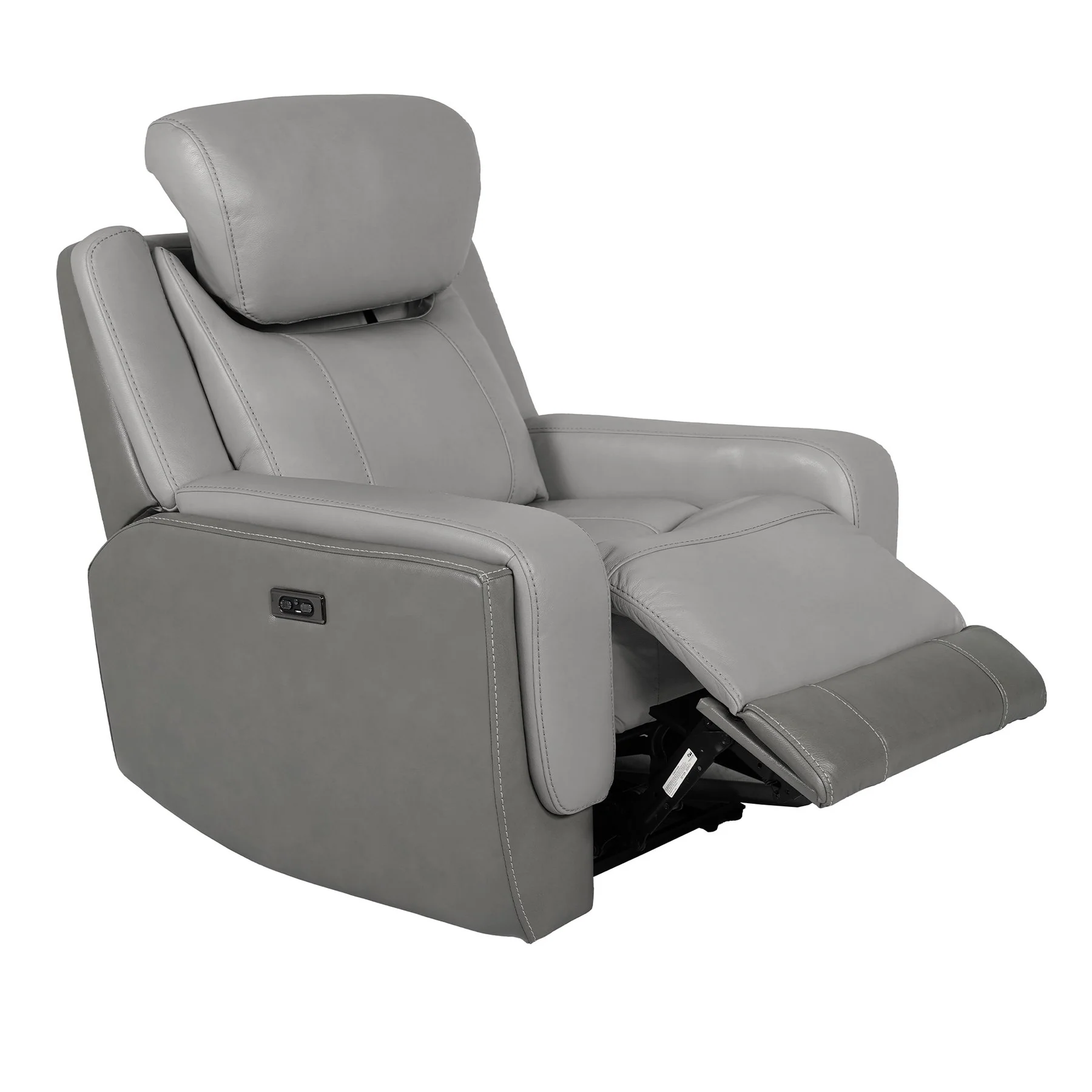 Rosalyn Zero Gravity Power Recliner in Silver and Gray Leather with Power Headrest - Image 3