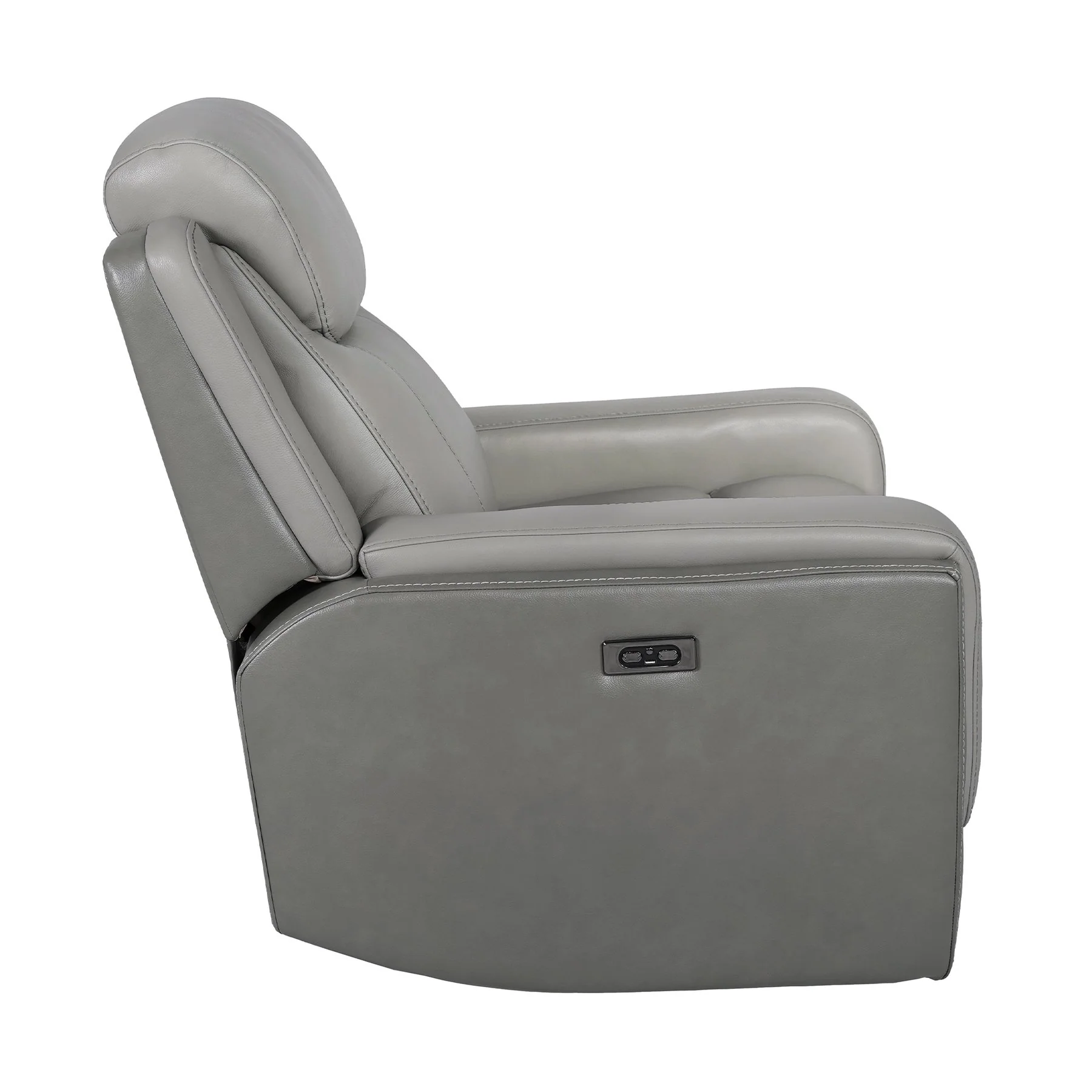 Rosalyn Zero Gravity Power Recliner in Silver and Gray Leather with Power Headrest - Image 6