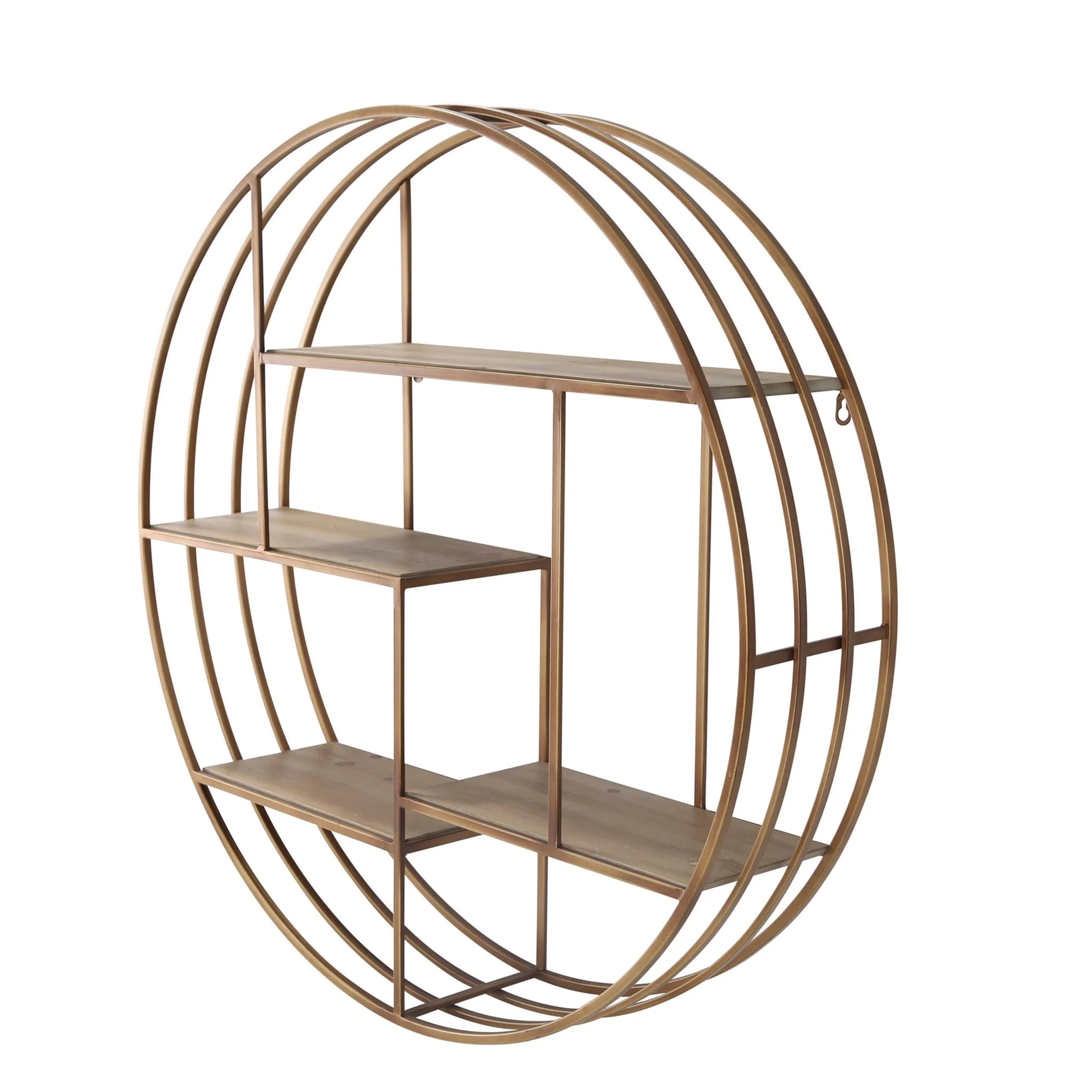 Round 32" Wood / Metal Wallshelf, Bronze - Image 2