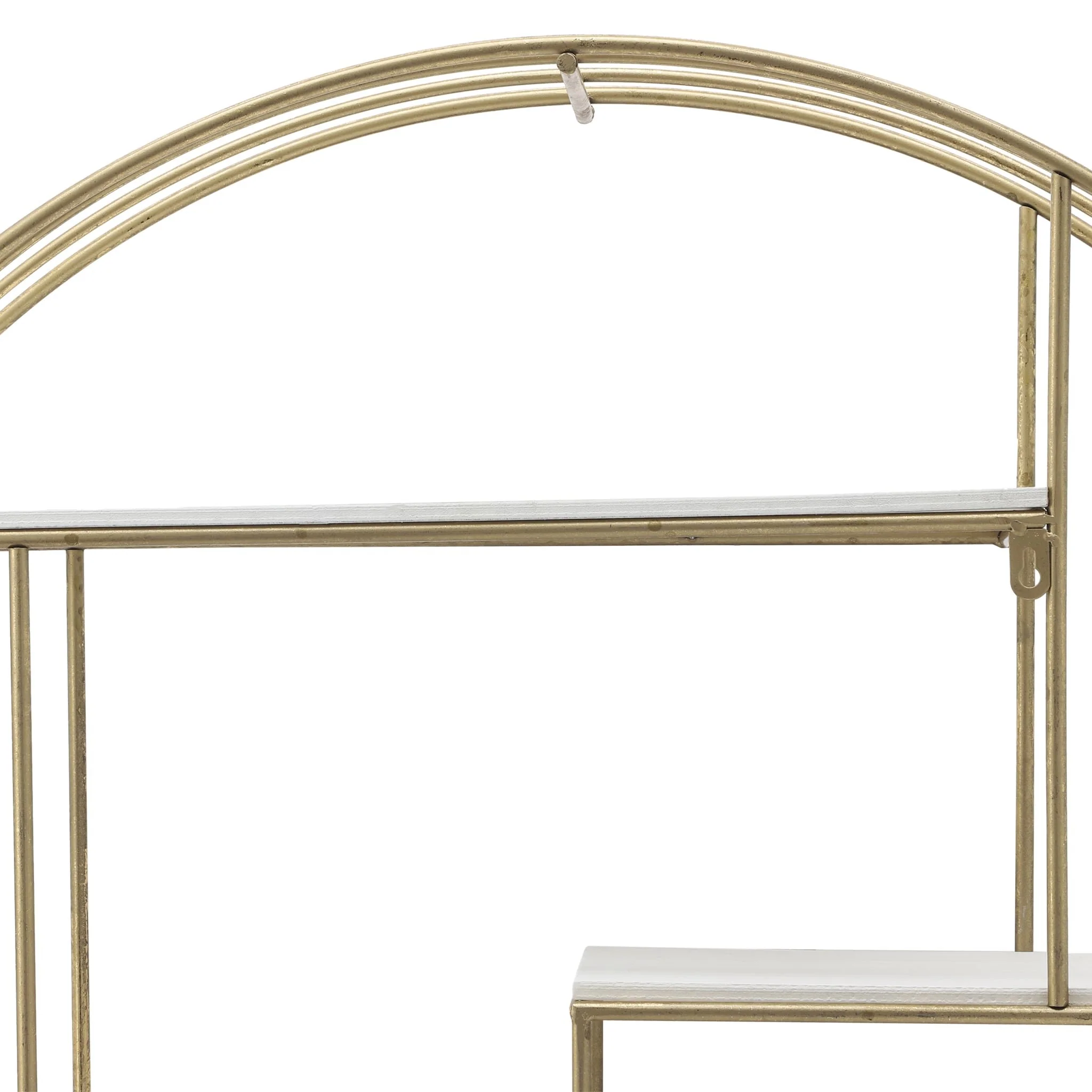 Round 32" Wood/metal Wallshelf, Gold - Image 5