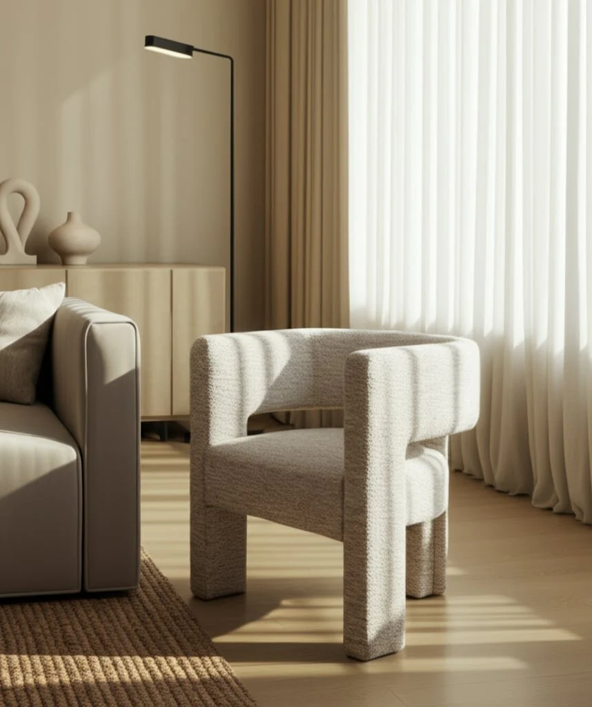 Round Back Chair - Beige - Image 10