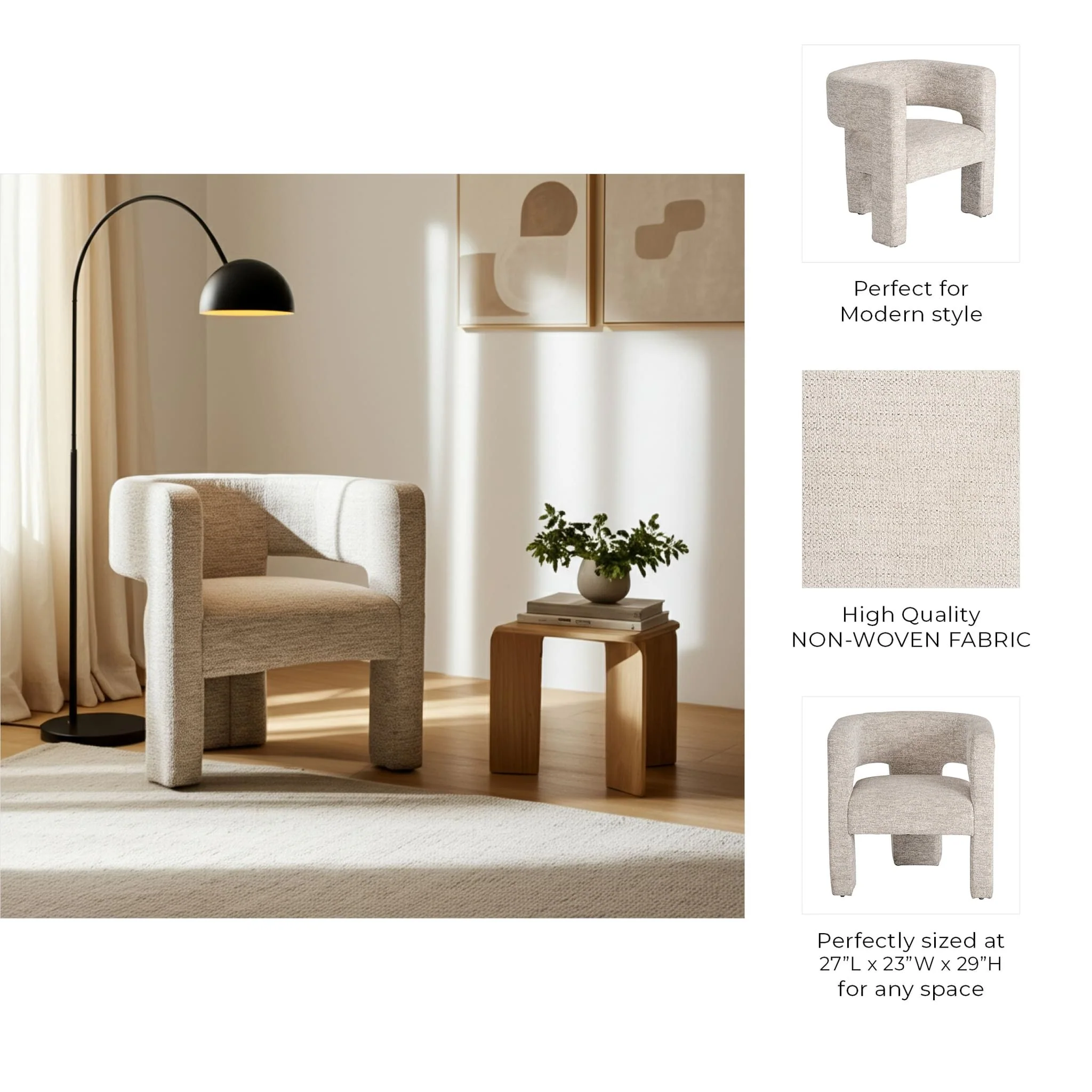 Round Back Chair - Beige - Image 8