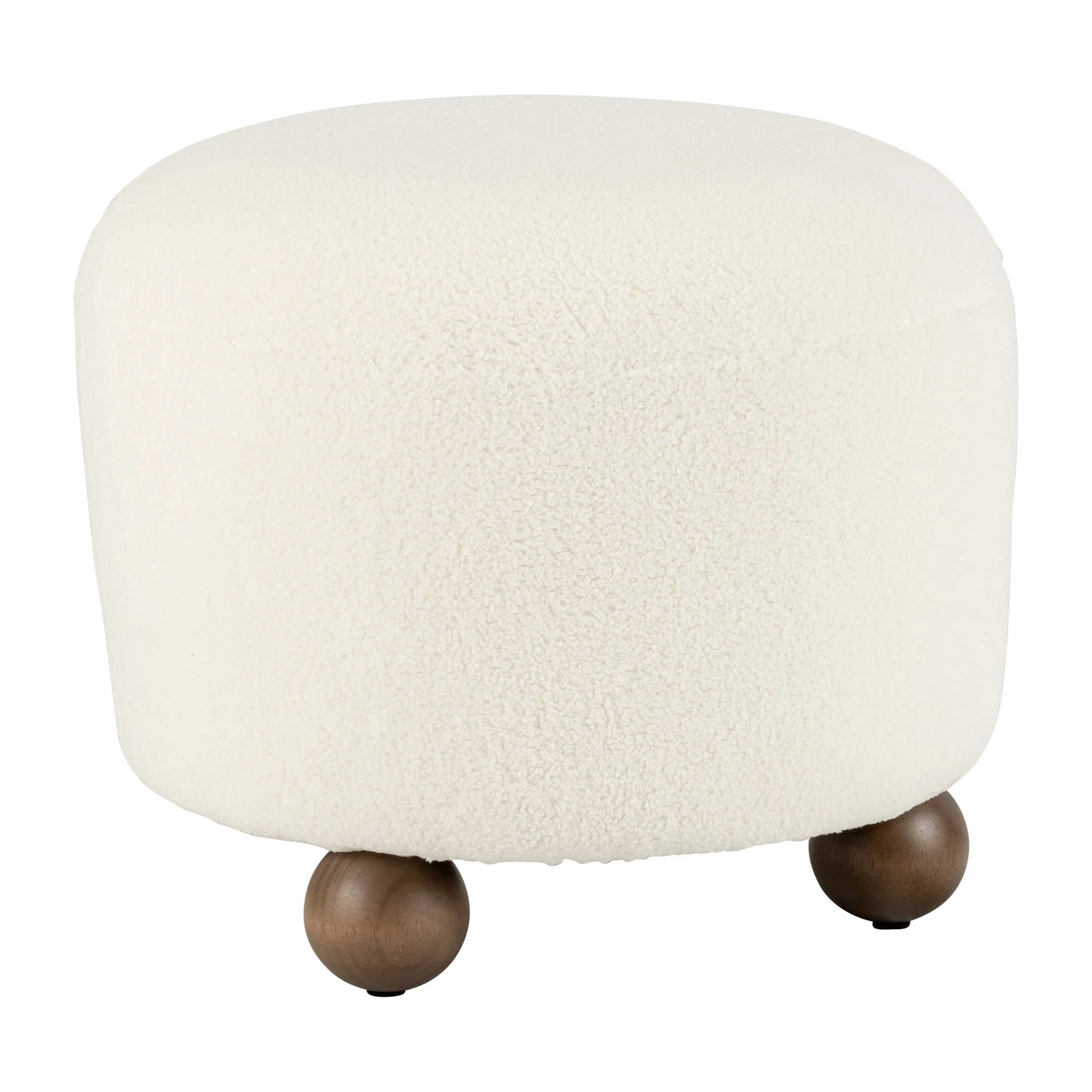 Round Ottoman W/ Ball Feet, Beige - Image 3