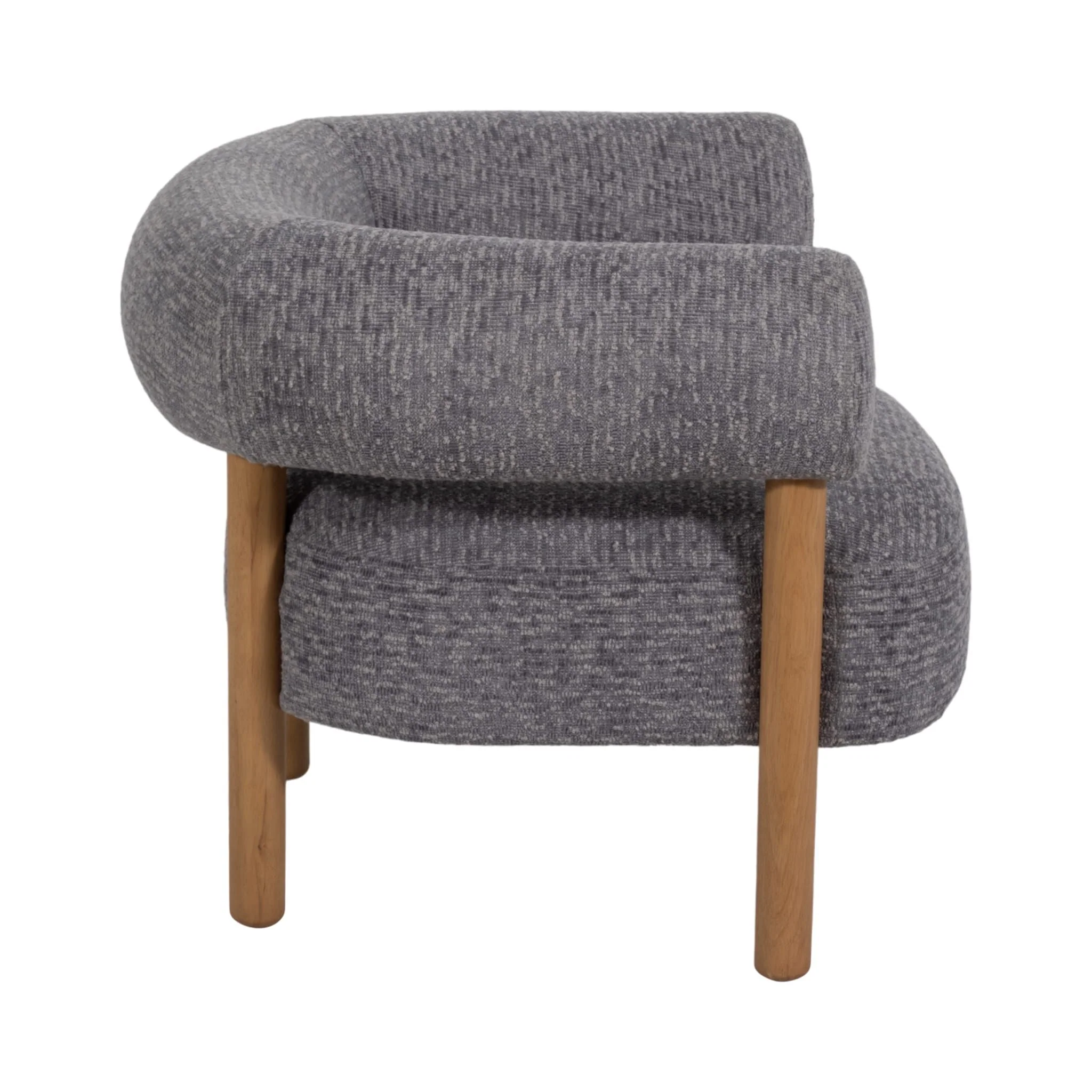 Roundback Accent Chair W/ Wood Legs, Gray - Image 3