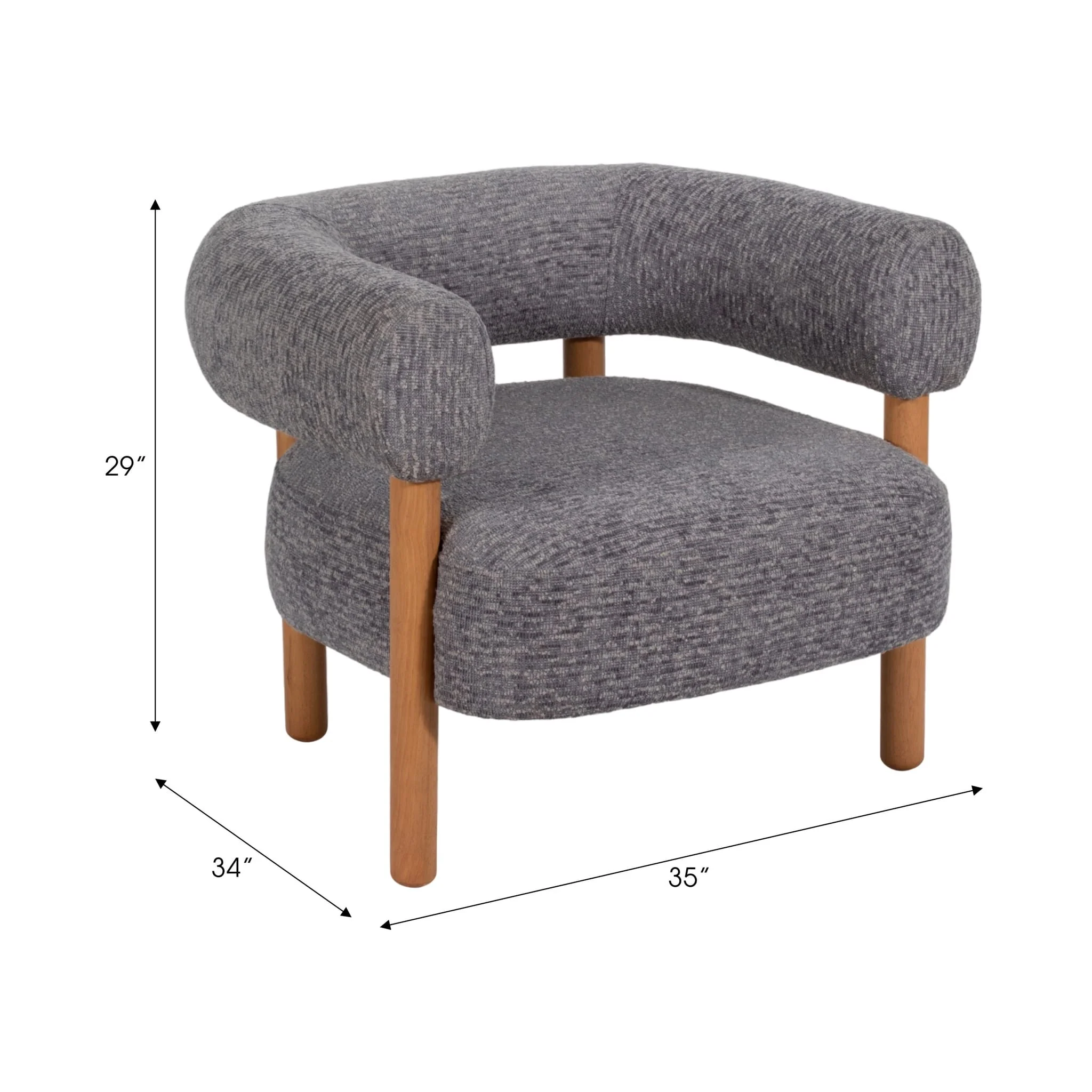 Roundback Accent Chair W/ Wood Legs, Gray - Image 7