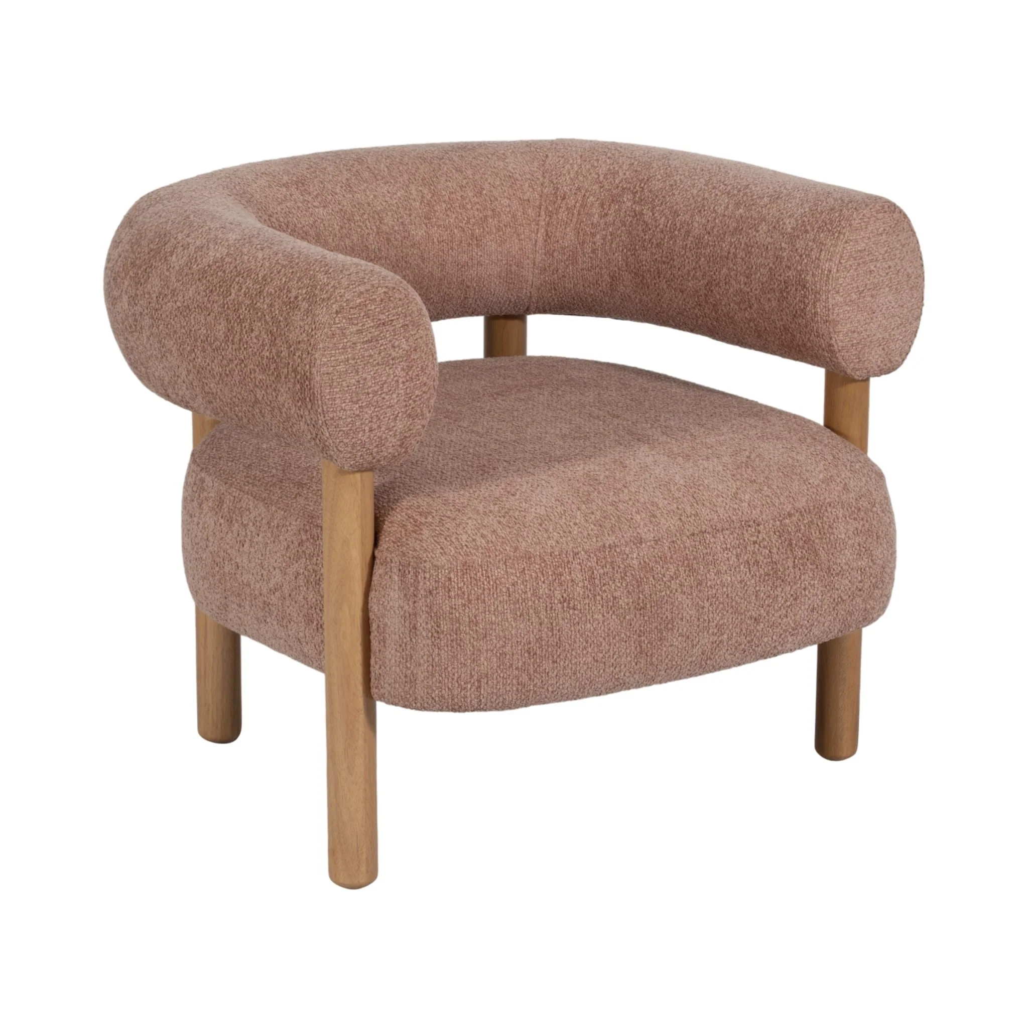 Roundback Accent Chair W/ Wood Legs, Pink - Image 2