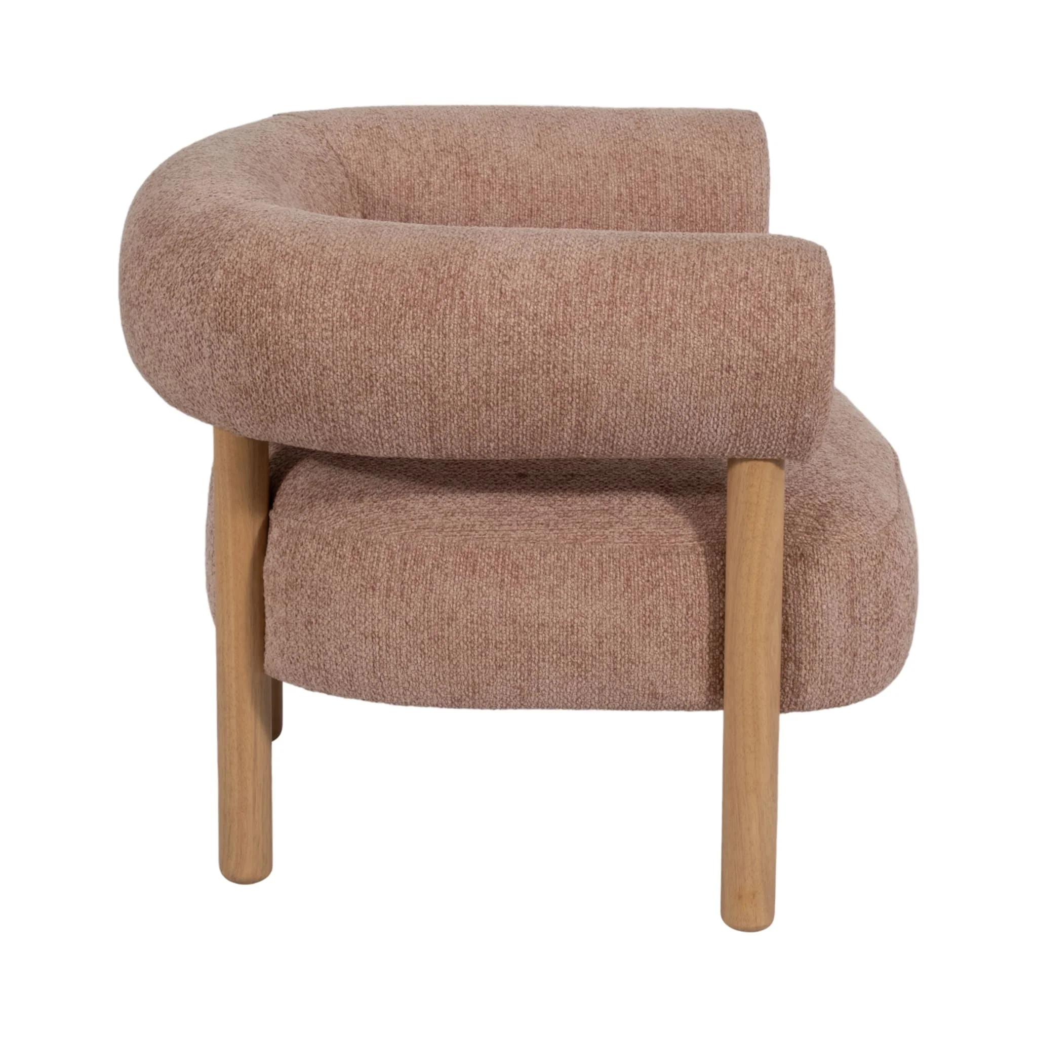 Roundback Accent Chair W/ Wood Legs, Pink - Image 3