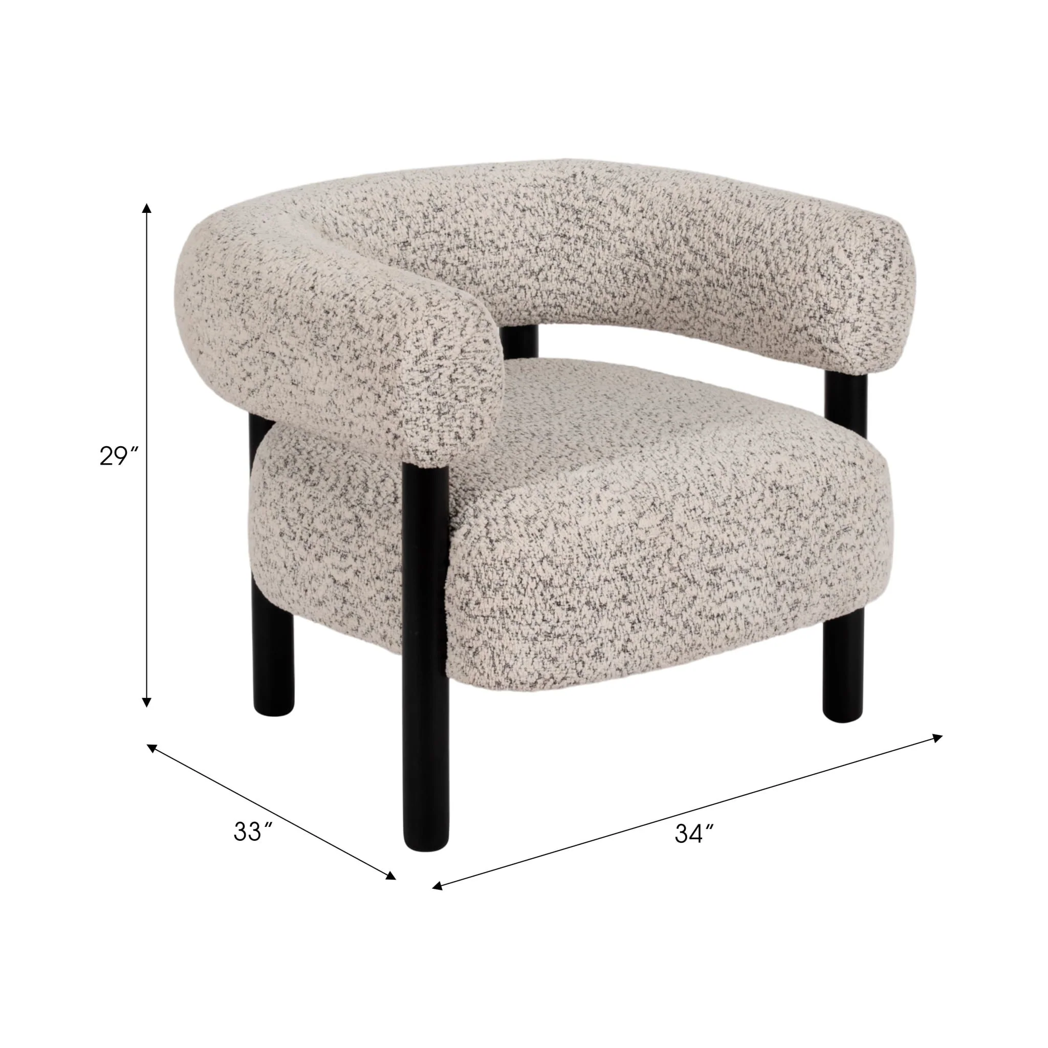 Roundback Accent Chair W/ Wood Legs, Speckled Wht - Image 7