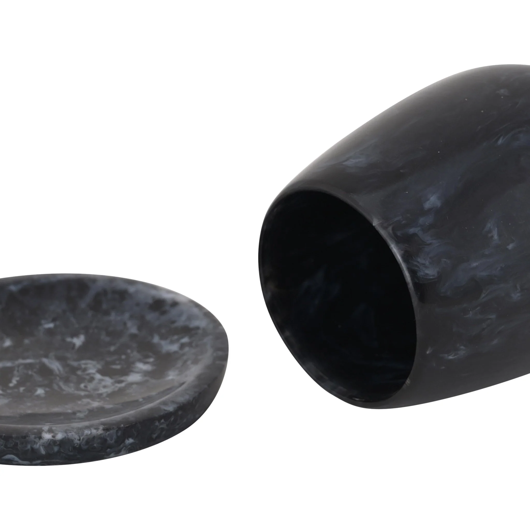 Rounded Black Swirl Resin Kiddush Cup - Image 3