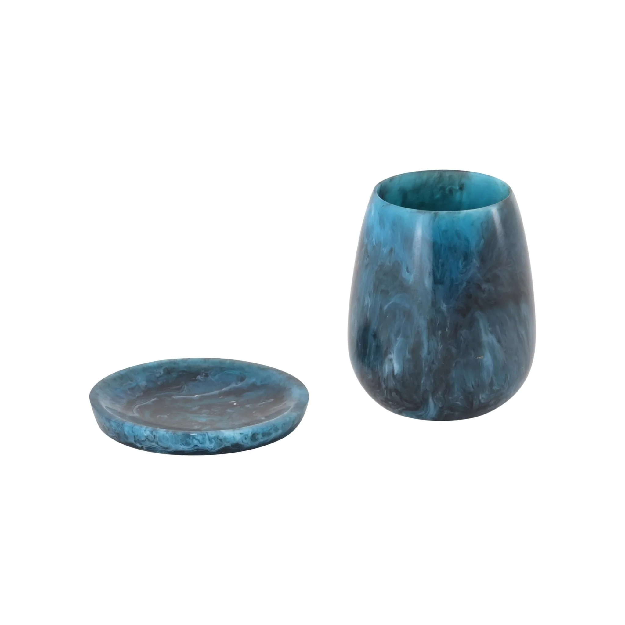 Rounded Blue Swirl Resin Kiddush Cup - Image 2