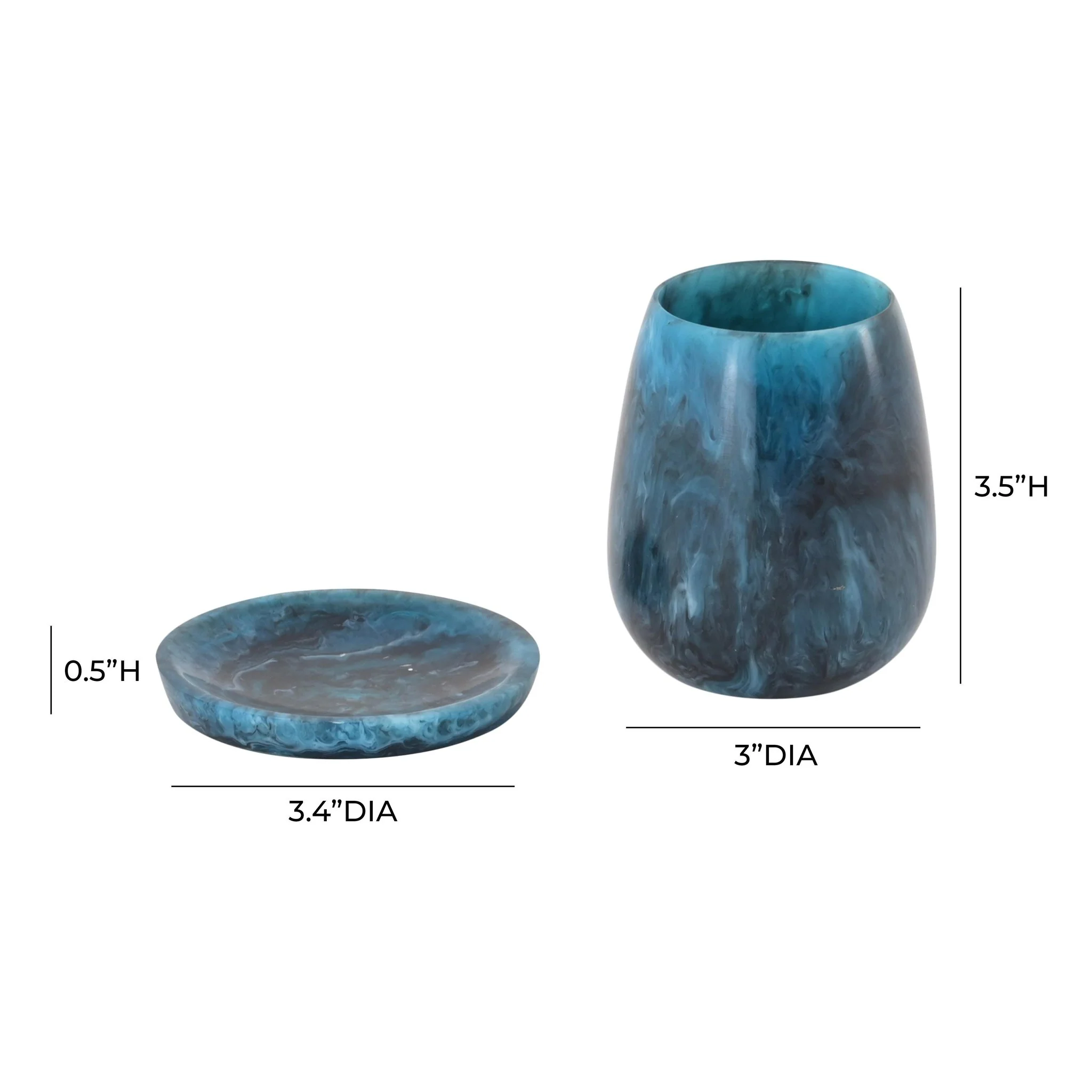 Rounded Blue Swirl Resin Kiddush Cup - Image 3