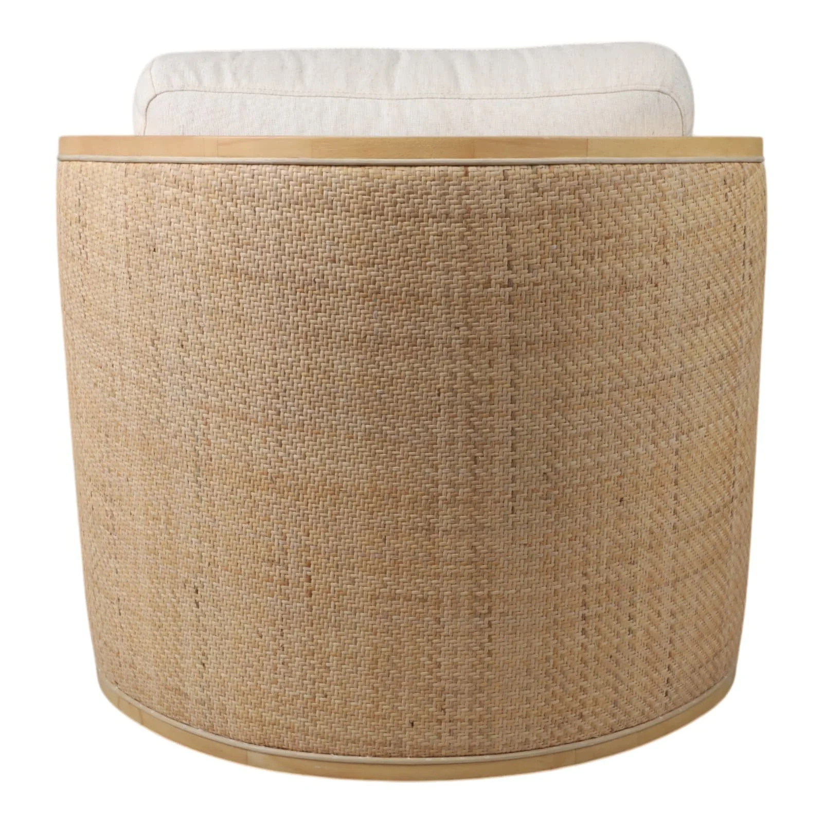 Rounded Cane Back Swivel Accent Chair, Ivory/tan - Image 4