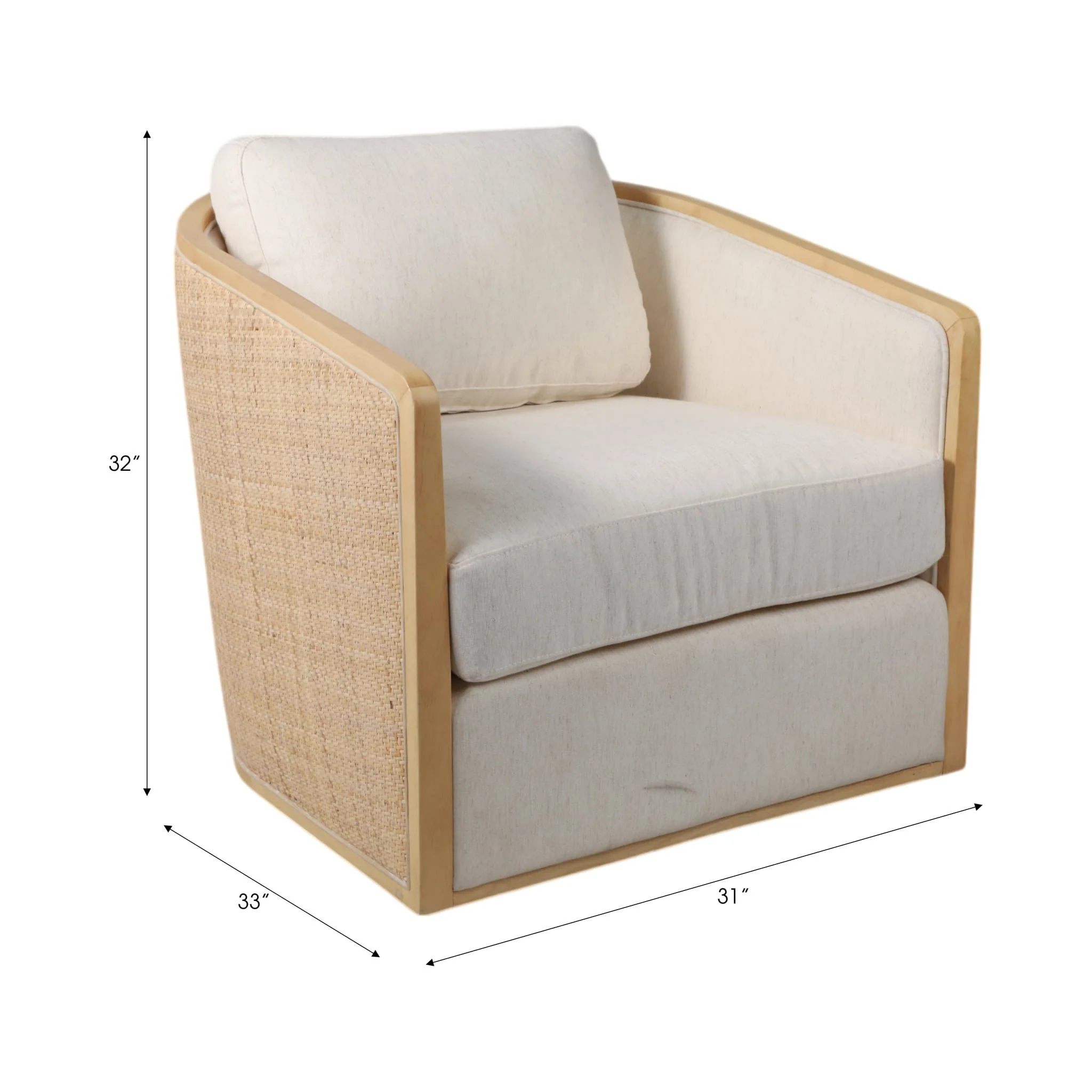 Rounded Cane Back Swivel Accent Chair, Ivory/tan - Image 7