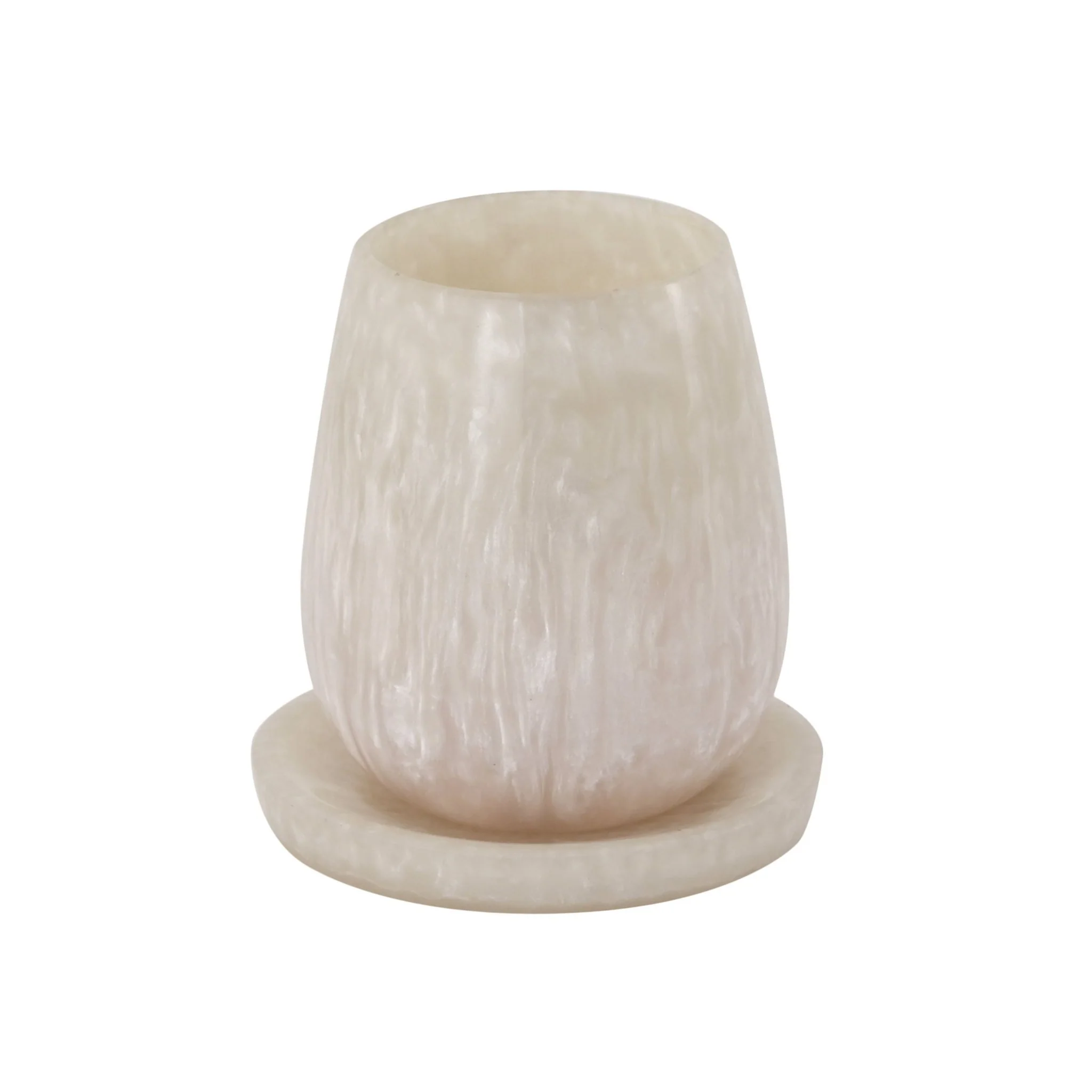 Rounded Tan Swirl Resin Kiddush Cup - Image 4