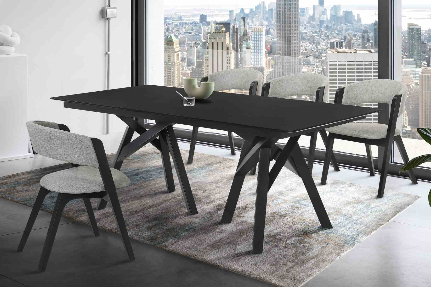 Rowan Gray Upholstered Dining Chairs in Black Finish - Set of 2 - Image 7