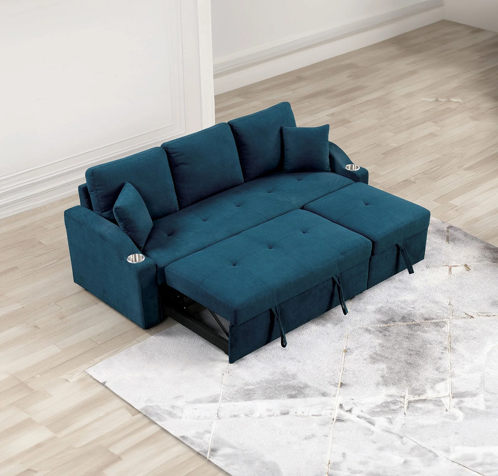 Royden Sleeper Sofa w/ Cupholder, Blue - Image 3