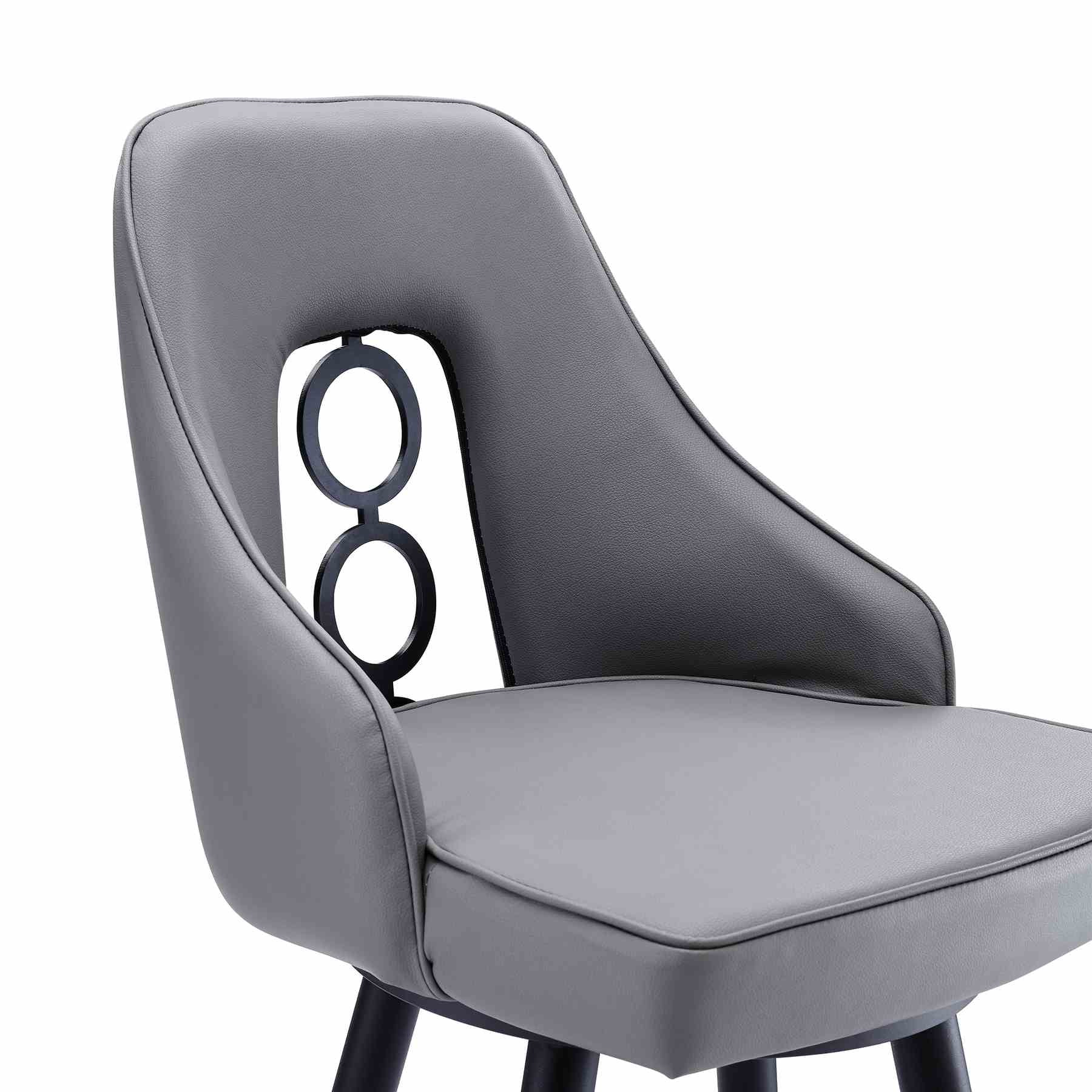 Ruby 26" Counter Height Swivel Gray Faux Leather and Black Metal Bar Stool - Image 4
