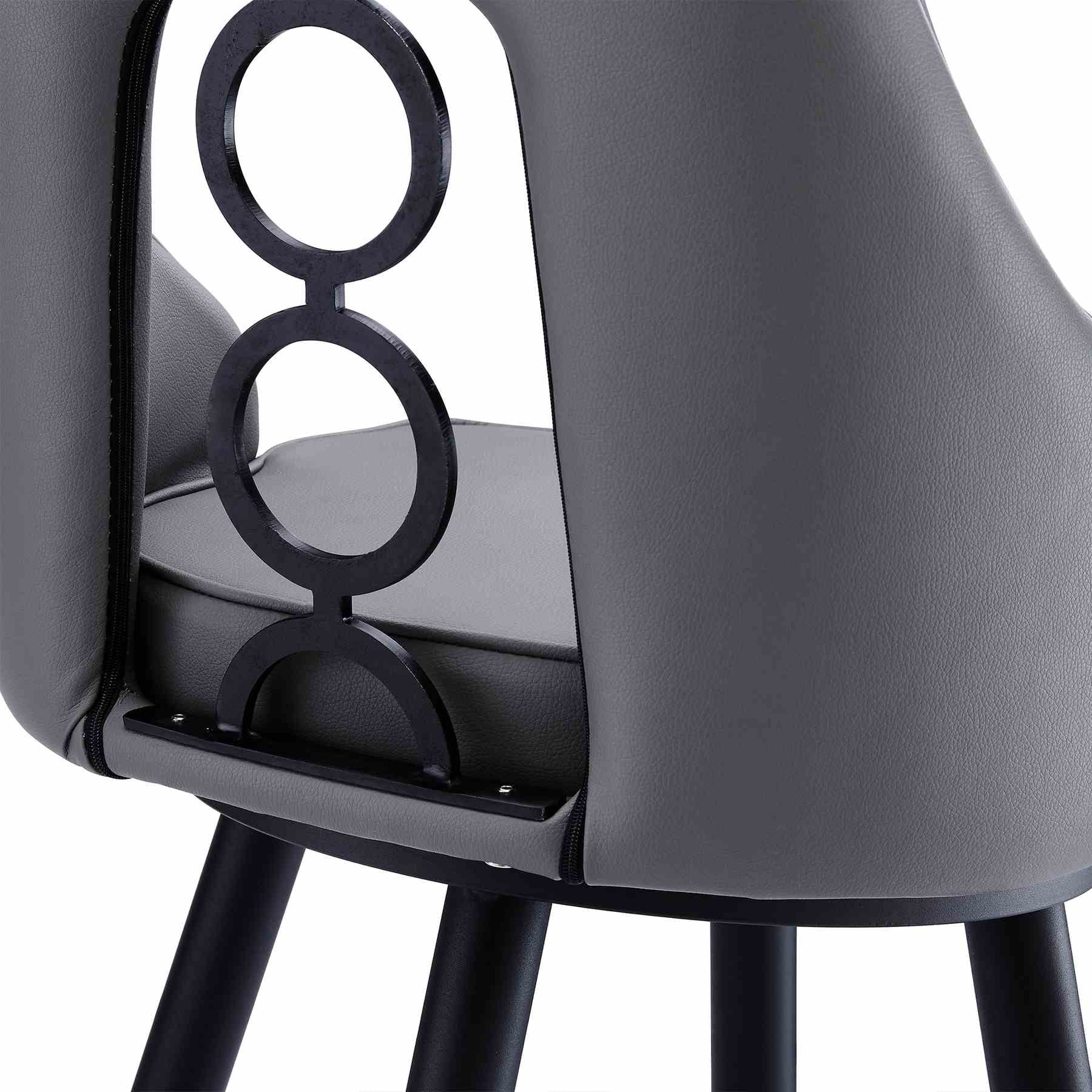 Ruby 26" Counter Height Swivel Gray Faux Leather and Black Metal Bar Stool - Image 6