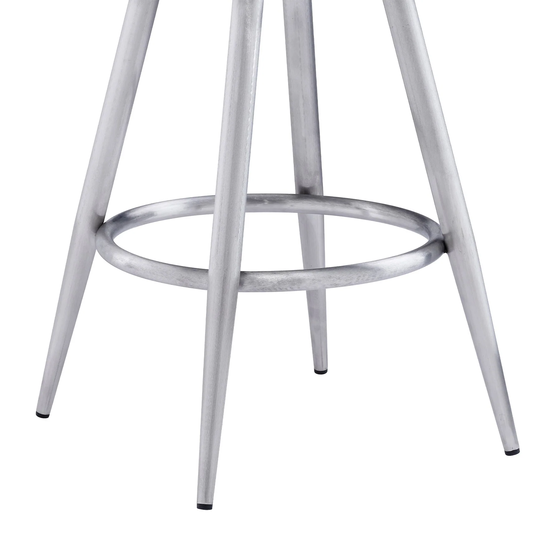 Ruby 30" Bar Height Swivel Black Faux Leather and Brushed Stainless Steel Bar Stool - Image 7