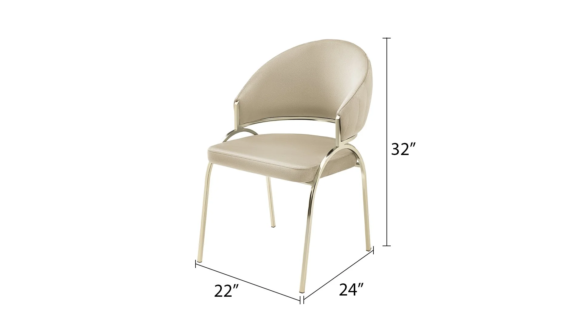 Ruby Chair With Gold Legs - Beige - Image 2