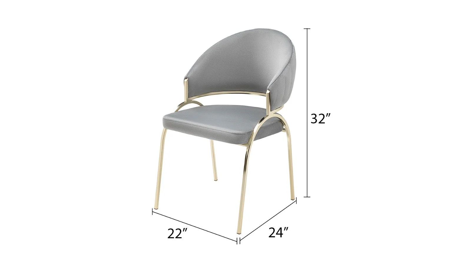 Ruby Chair With Gold Legs - Gray - Image 2