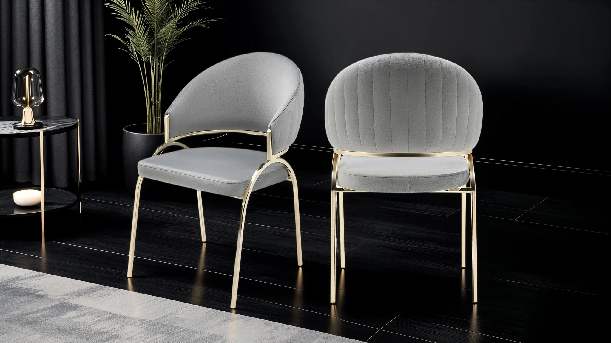 Ruby Chair With Gold Legs - Gray - Image 7