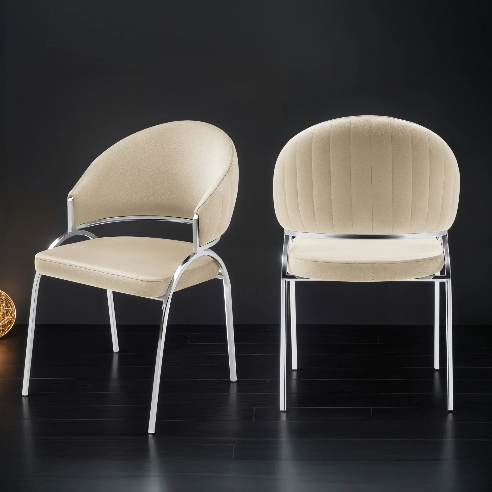 Ruby Chair With Stainless Steel Legs - Beige - Image 7