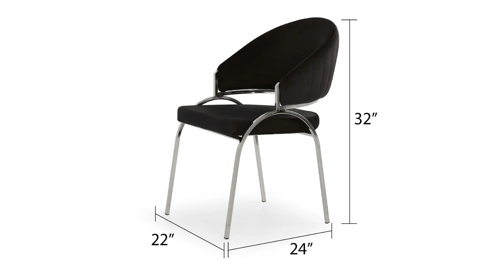 Ruby Chair With Stainless Steel Legs - Black - Image 2