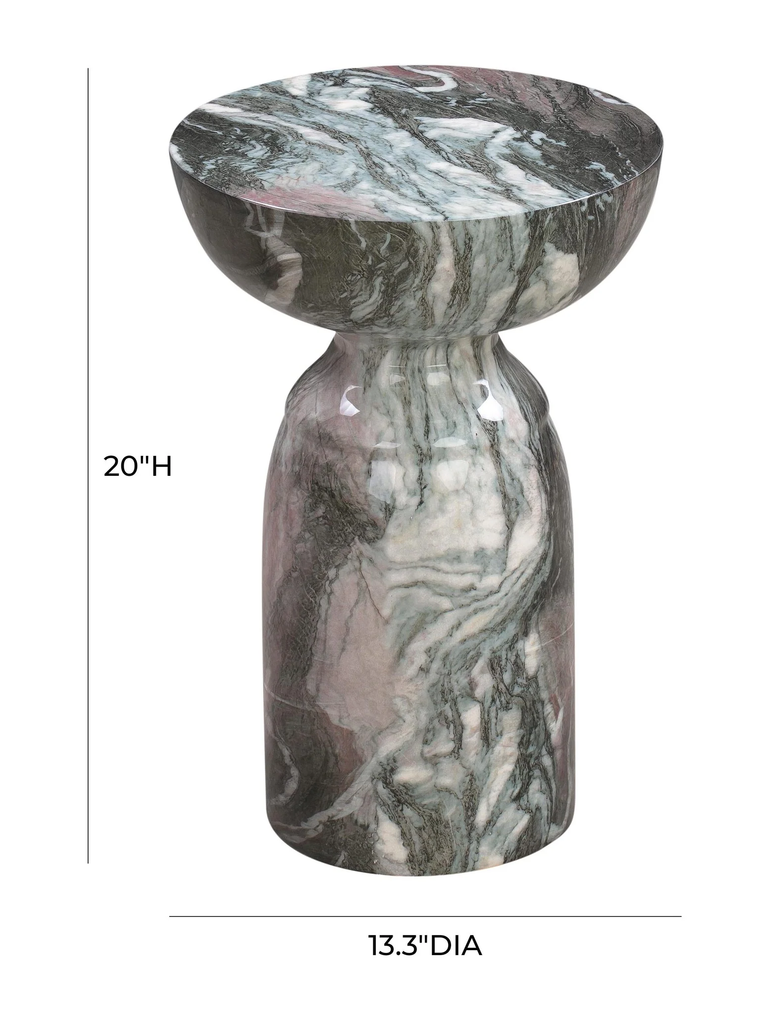 Rue Grey and Blush Marble Side Table - Image 6