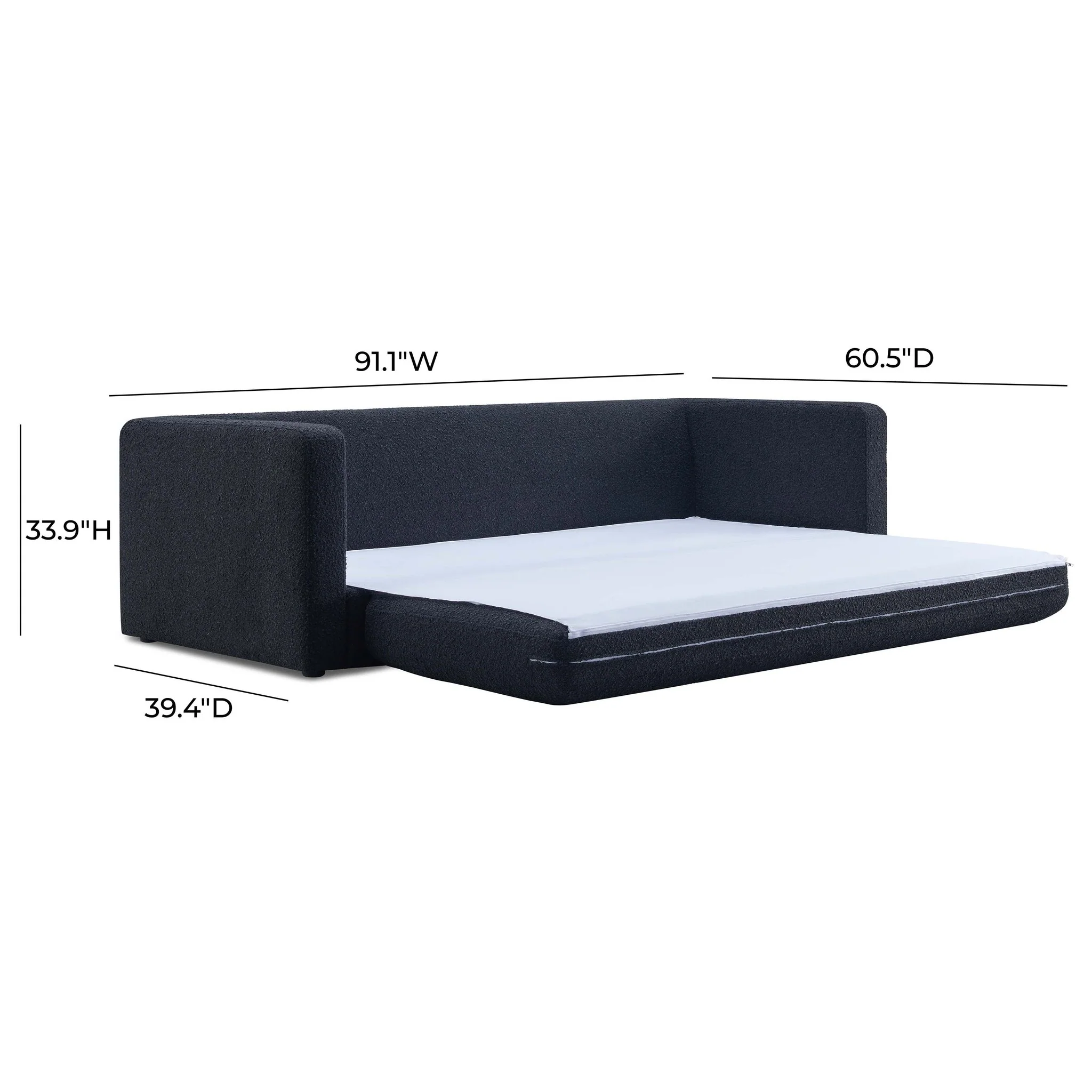 Ryan Black Boucle Sofa Bed - Image 10