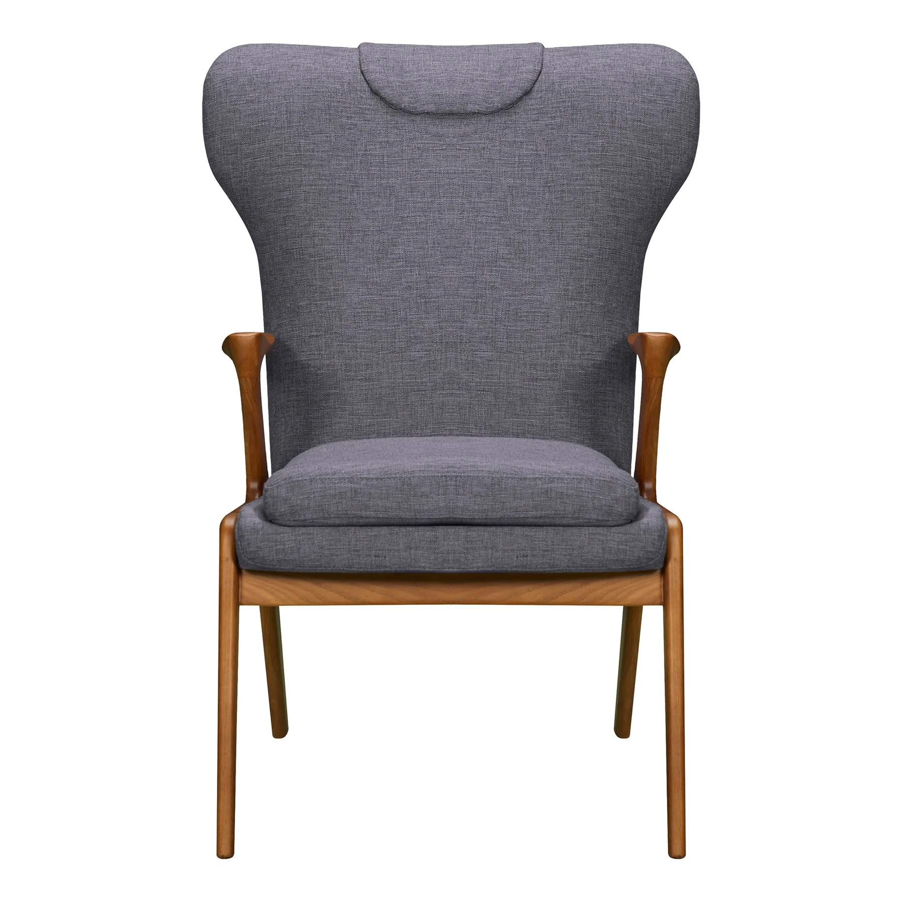 Ryder Mid-Century Accent Chair in Champagne Ash Wood Finish and Dark Gray Fabric - Image 2