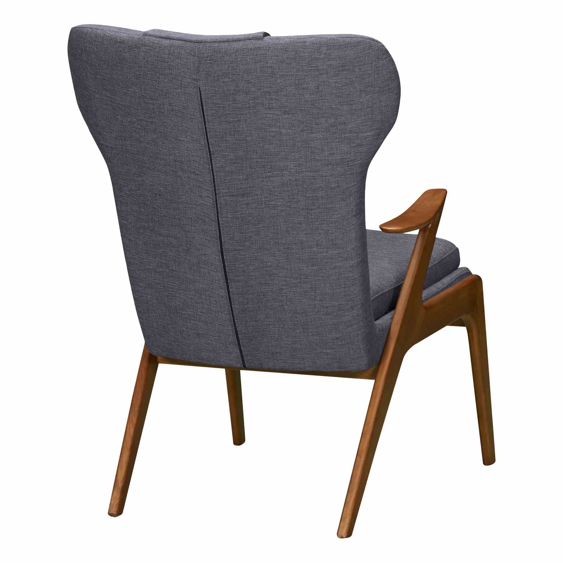 Ryder Mid-Century Accent Chair in Champagne Ash Wood Finish and Dark Gray Fabric - Image 3