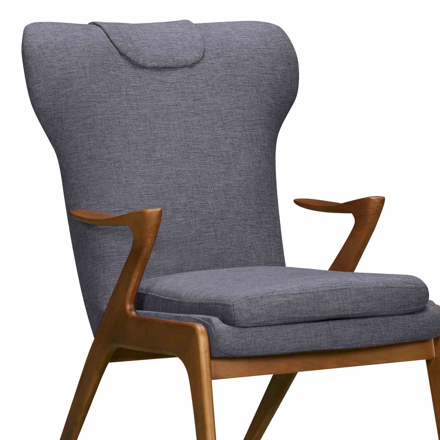 Ryder Mid-Century Accent Chair in Champagne Ash Wood Finish and Dark Gray Fabric - Image 4