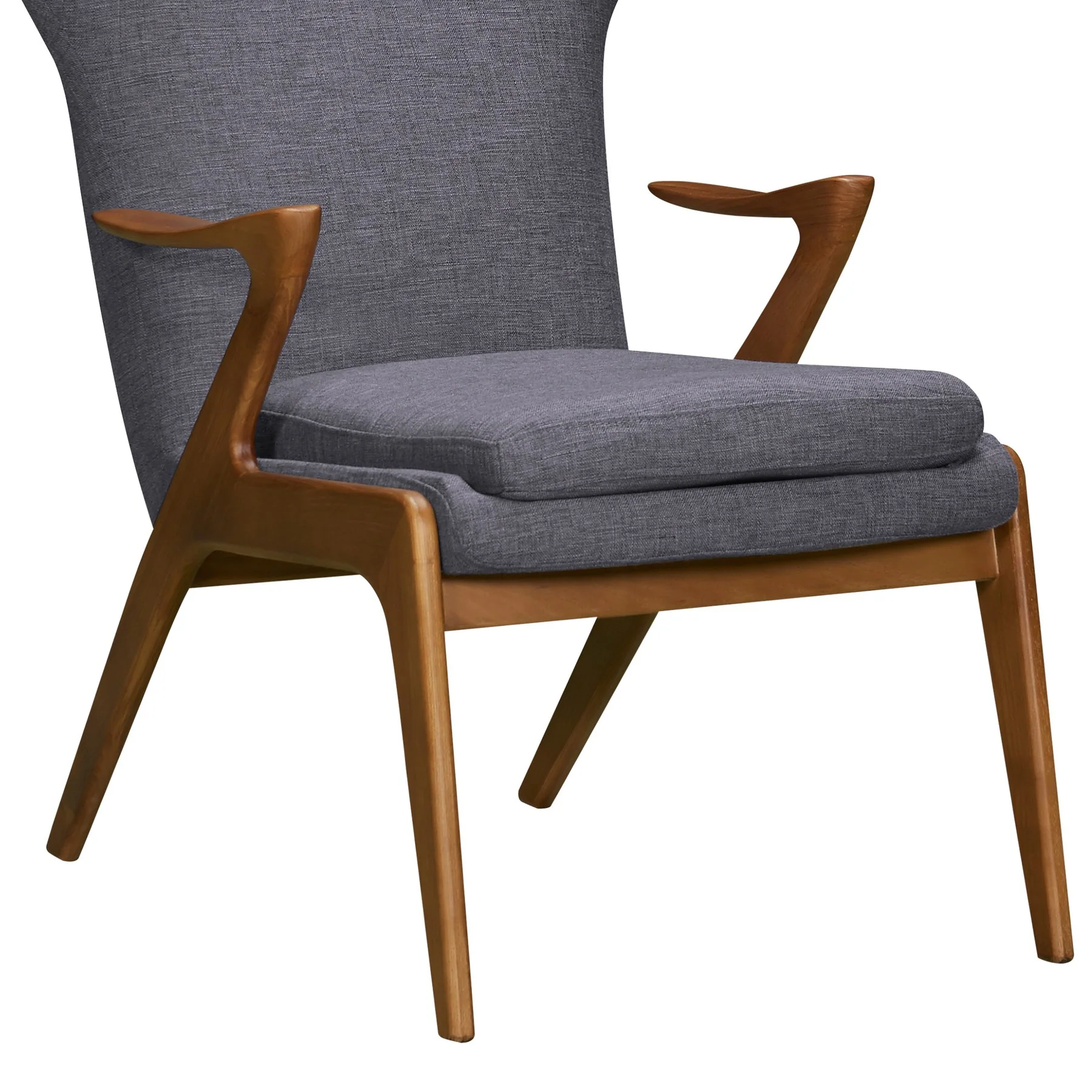 Ryder Mid-Century Accent Chair in Champagne Ash Wood Finish and Dark Gray Fabric - Image 5